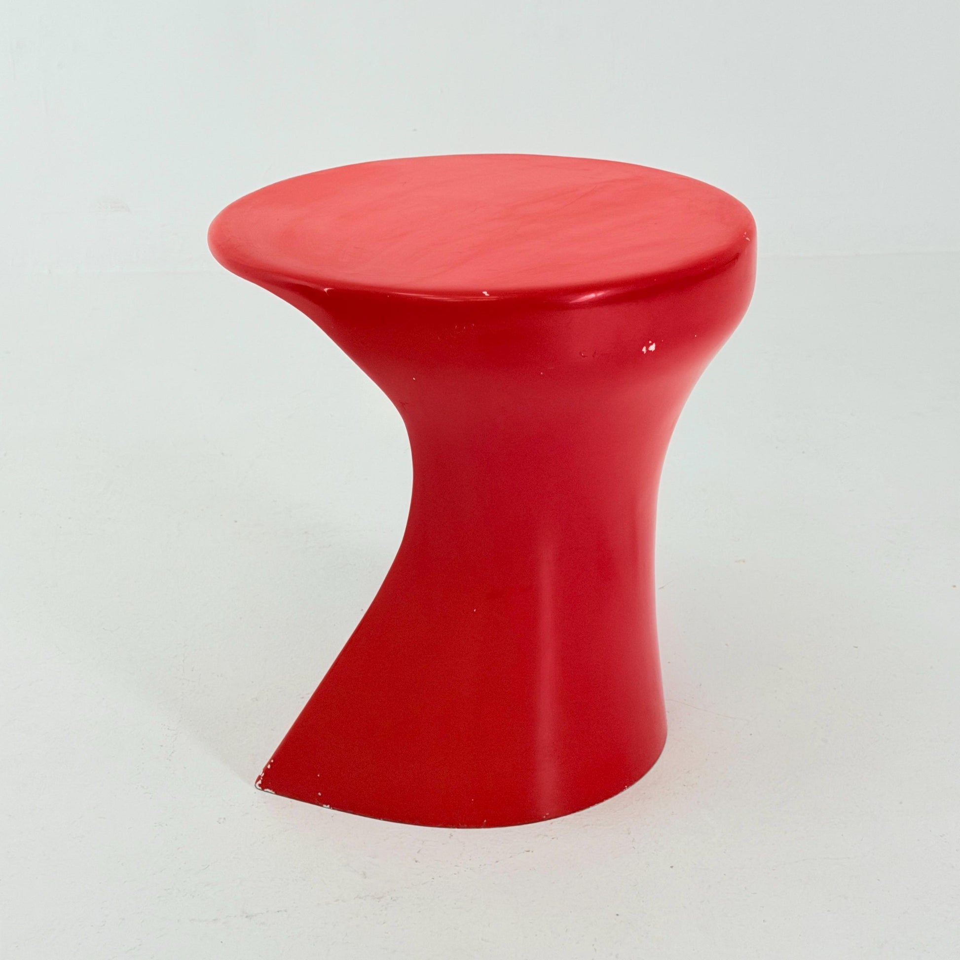 Rare Space Age Red Fiberglass Side Table, Germany 1980s
