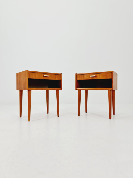 Mid century Danish teak side tables/ Bedside tables/ Nightstands, Denmark, 1960s, set of 2
