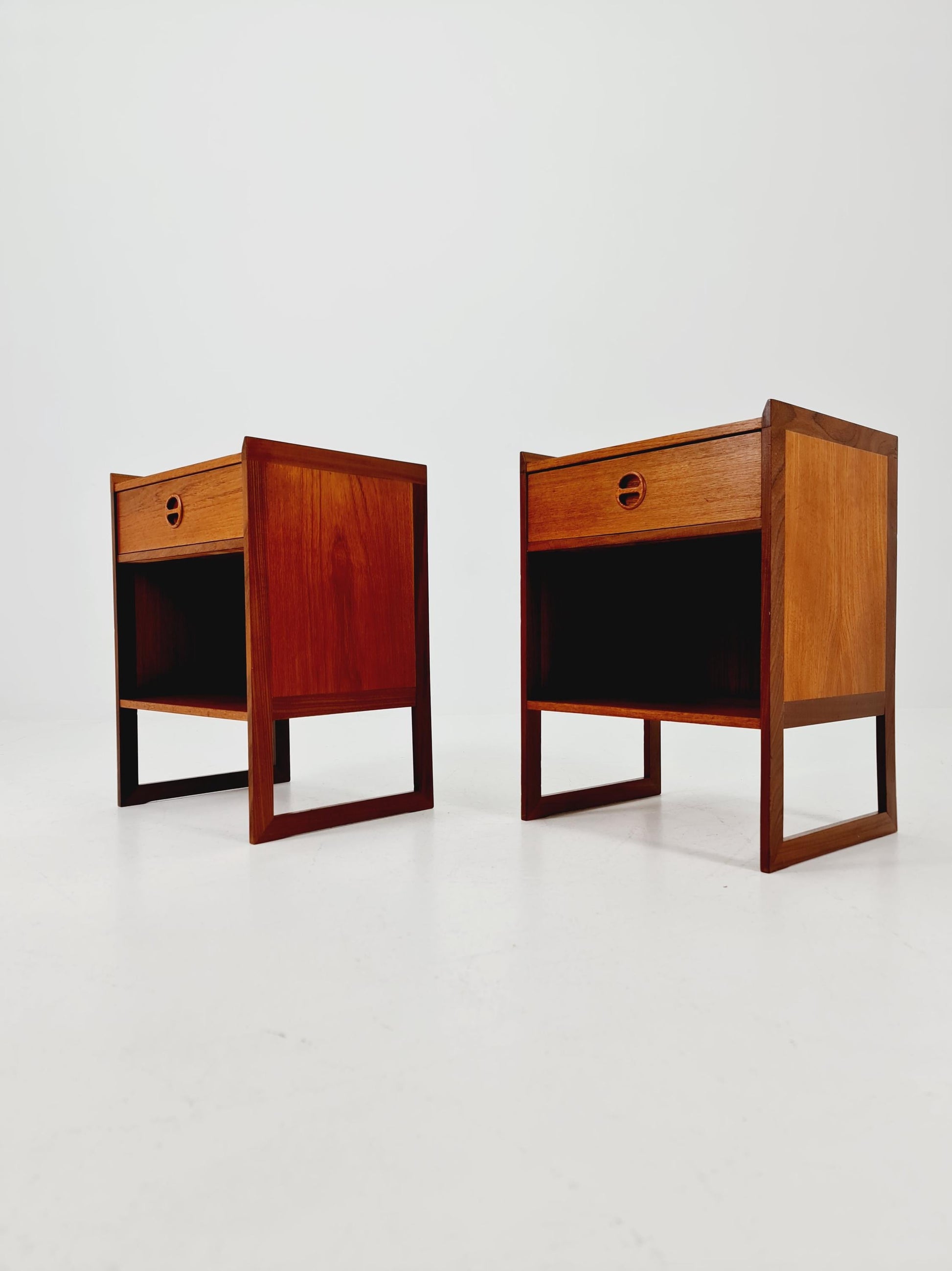 Pair of Midcentury by Arne Wahl Iversen teak vintage side table/ Bedside table/ Night stand, 1960s