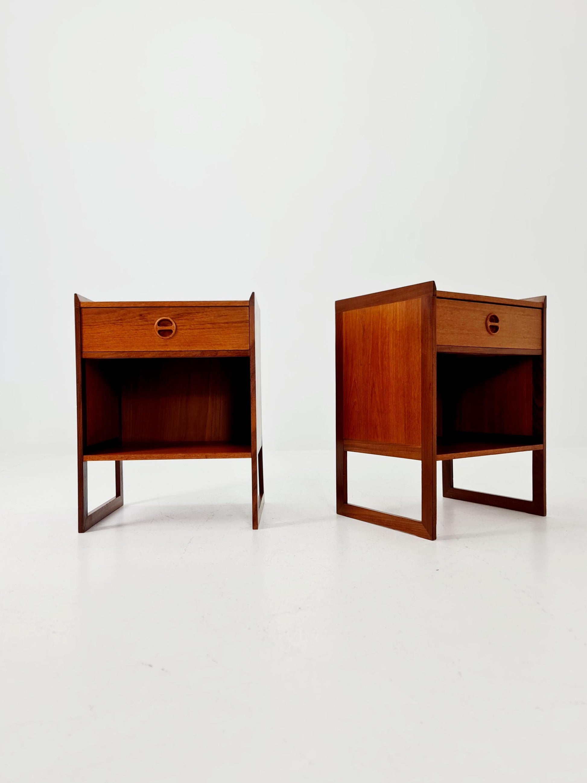 Pair of Midcentury by Arne Wahl Iversen teak vintage side table/ Bedside table/ Night stand, 1960s