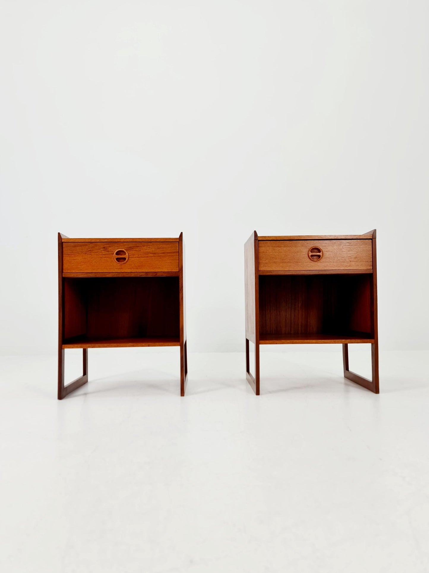 Pair of Midcentury by Arne Wahl Iversen teak vintage side table/ Bedside table/ Night stand, 1960s