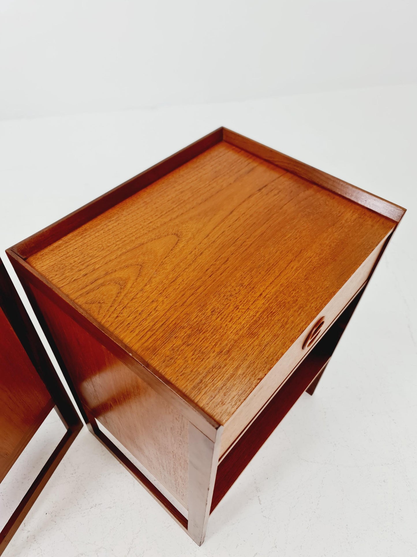 Pair of Midcentury by Arne Wahl Iversen teak vintage side table/ Bedside table/ Night stand, 1960s