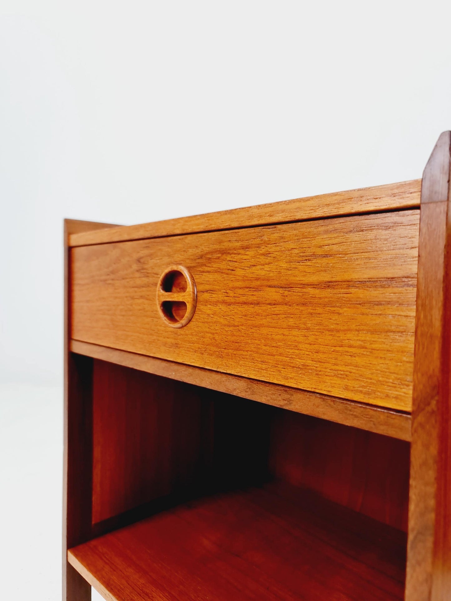 Pair of Midcentury by Arne Wahl Iversen teak vintage side table/ Bedside table/ Night stand, 1960s