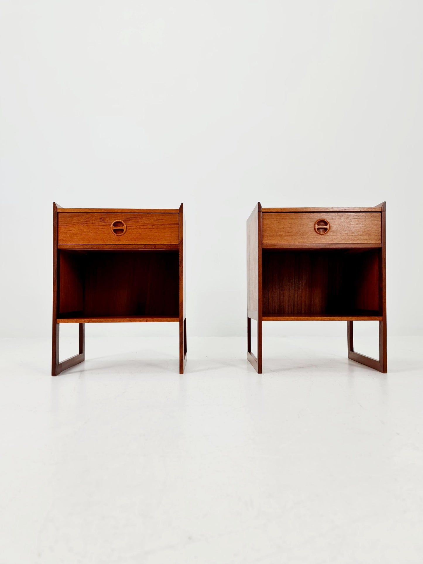Pair of Midcentury by Arne Wahl Iversen teak vintage side table/ Bedside table/ Night stand, 1960s