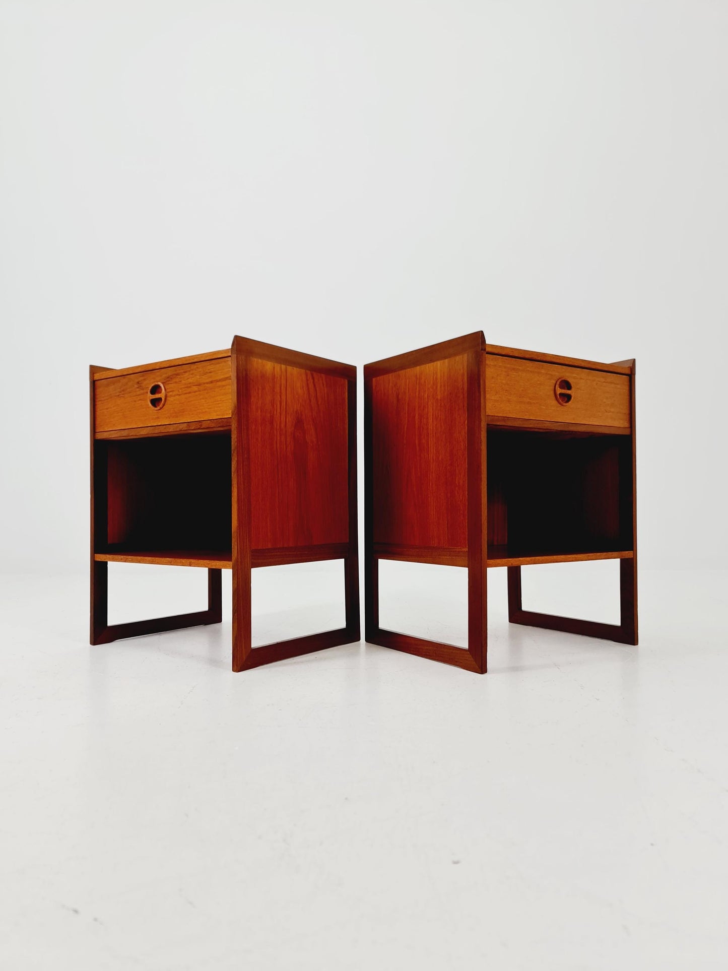 Pair of Midcentury by Arne Wahl Iversen teak vintage side table/ Bedside table/ Night stand, 1960s