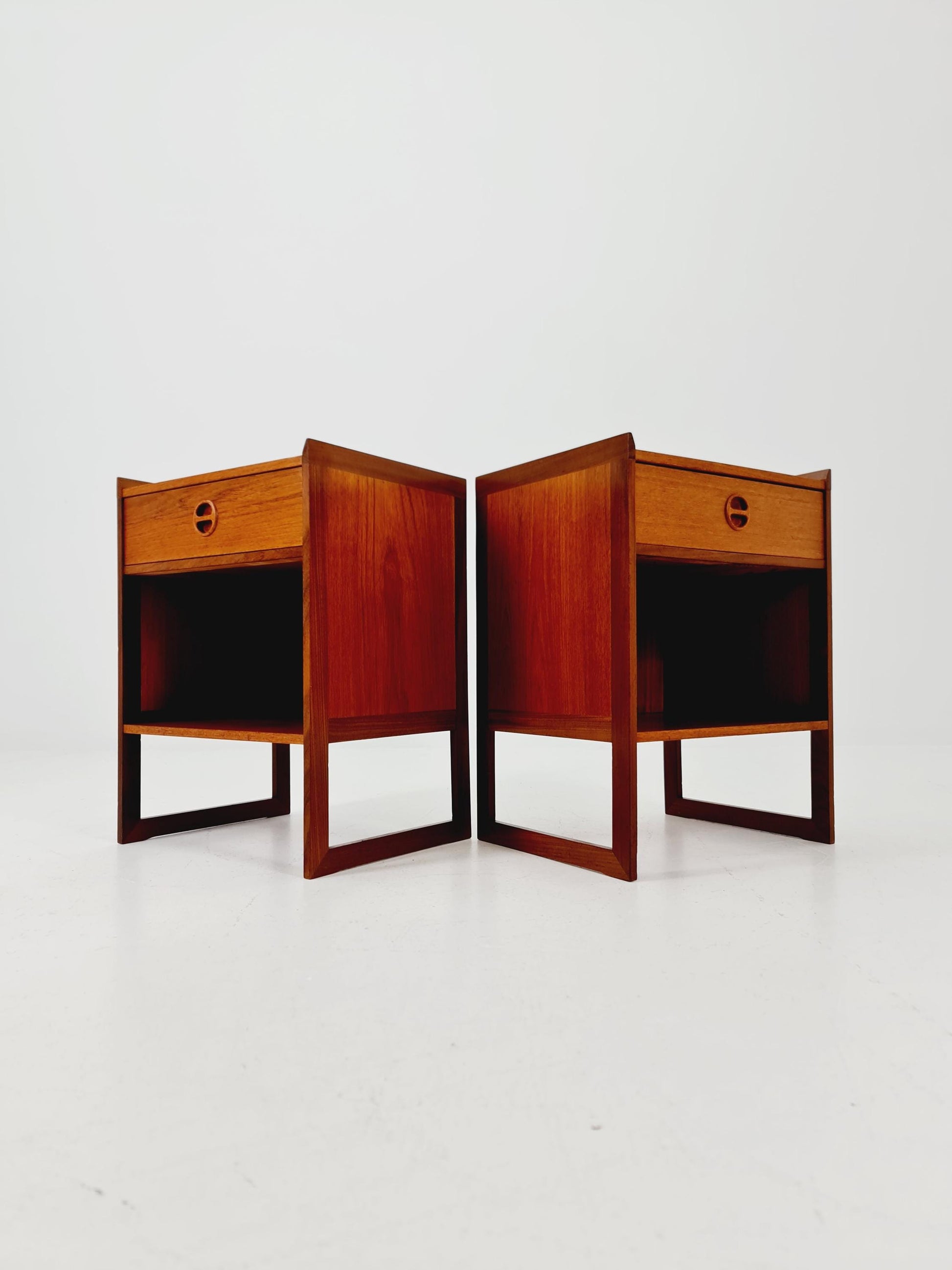 Pair of Midcentury by Arne Wahl Iversen teak vintage side table/ Bedside table/ Night stand, 1960s