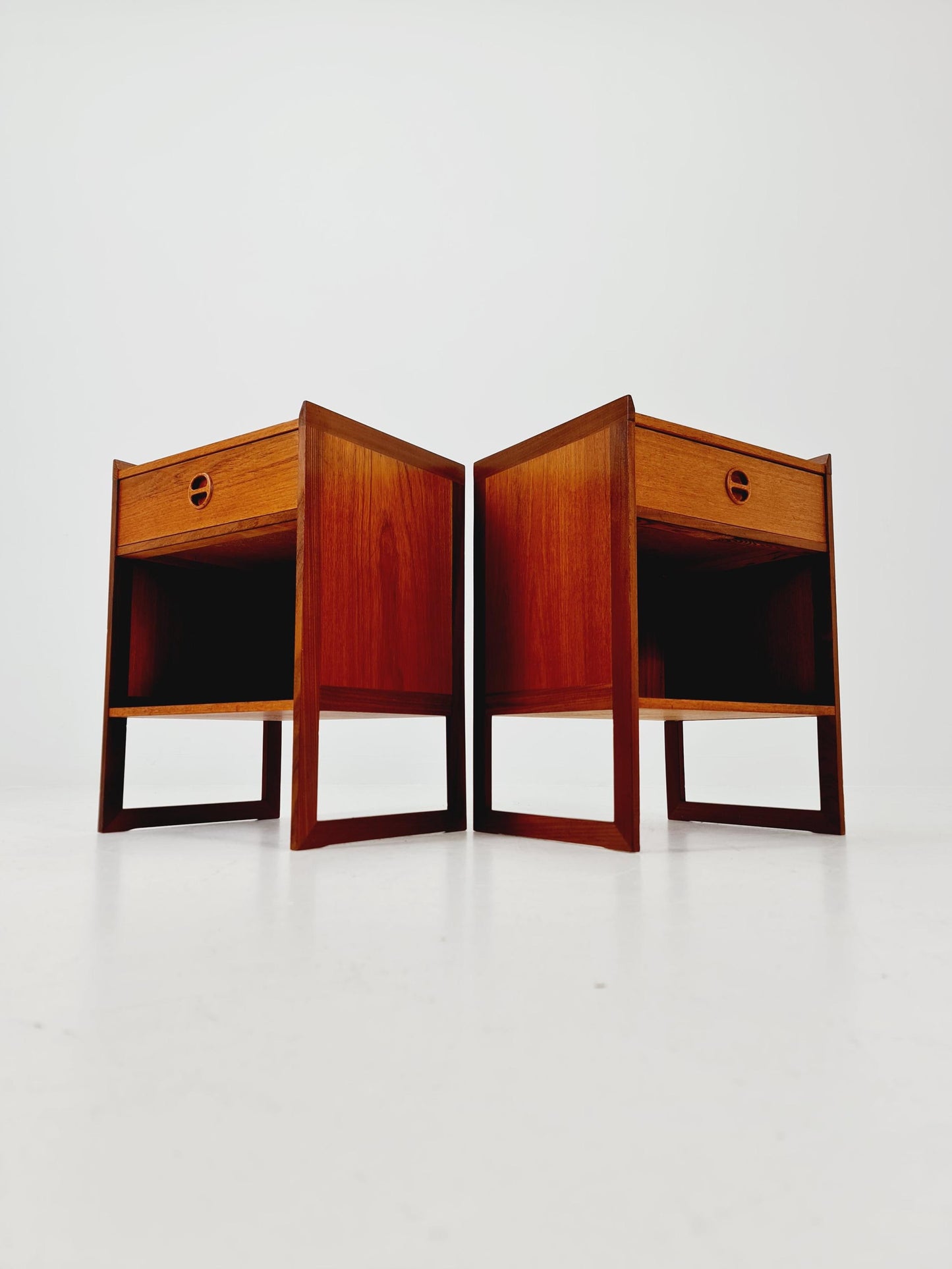 Pair of Midcentury by Arne Wahl Iversen teak vintage side table/ Bedside table/ Night stand, 1960s