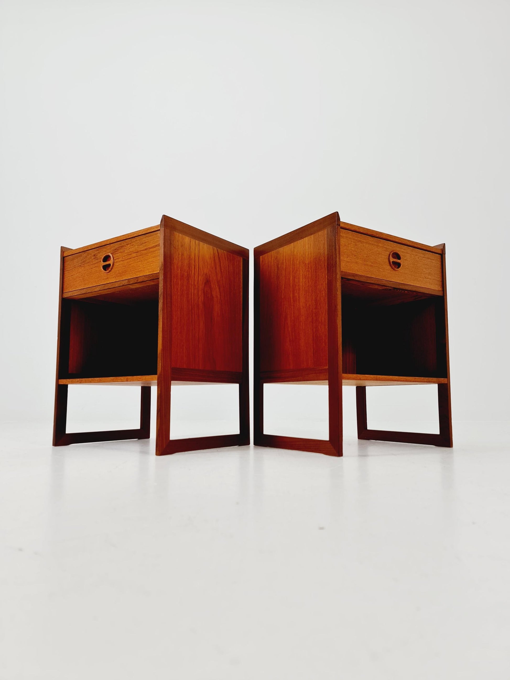 Pair of Midcentury by Arne Wahl Iversen teak vintage side table/ Bedside table/ Night stand, 1960s