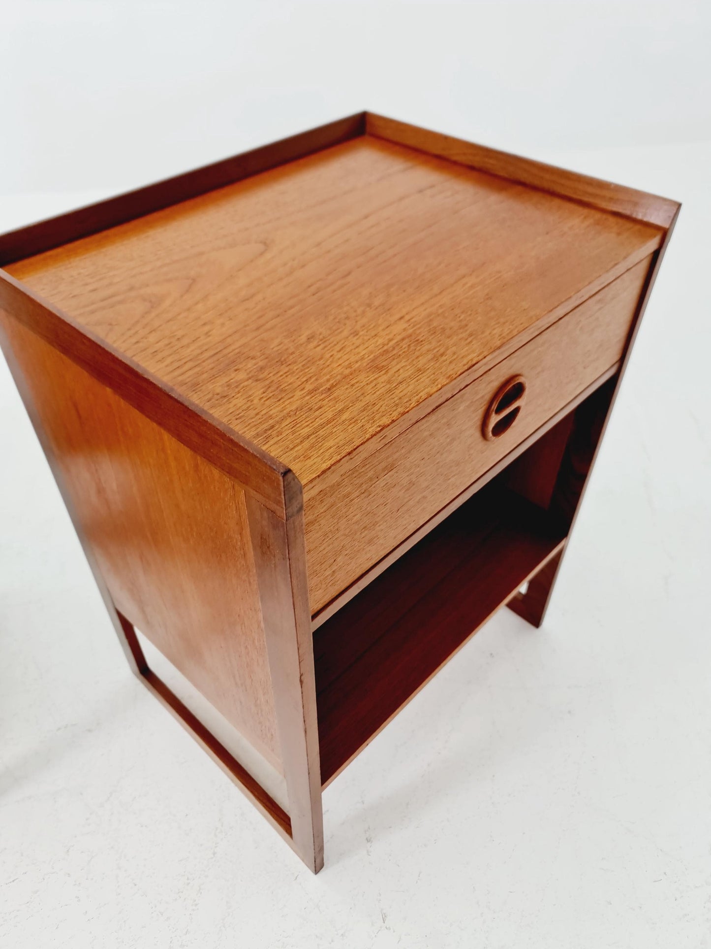 Pair of Midcentury by Arne Wahl Iversen teak vintage side table/ Bedside table/ Night stand, 1960s