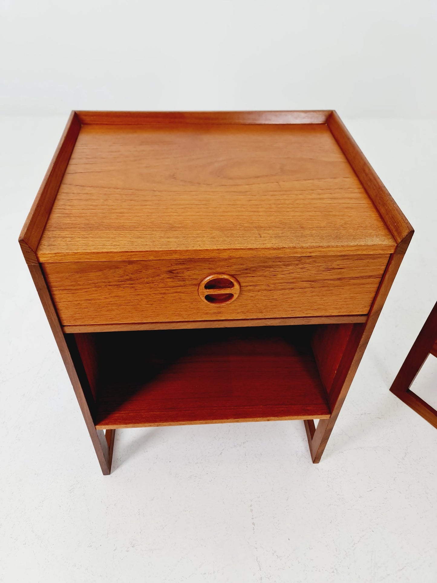 Pair of Midcentury by Arne Wahl Iversen teak vintage side table/ Bedside table/ Night stand, 1960s