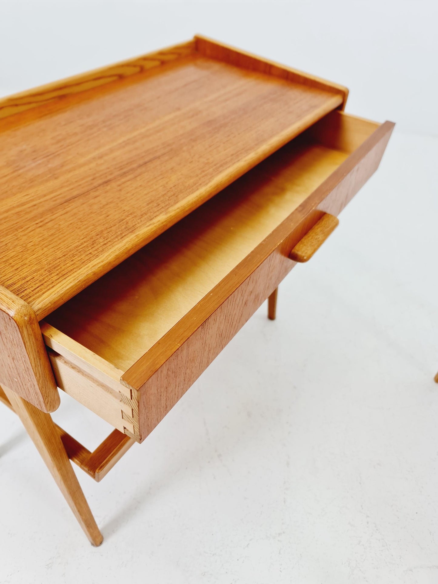 Rare big Midcentury Danish teak Vintage Side table/ Bedside table by Olholm Möbelfabrik, Denmark, 1960s, set of 2