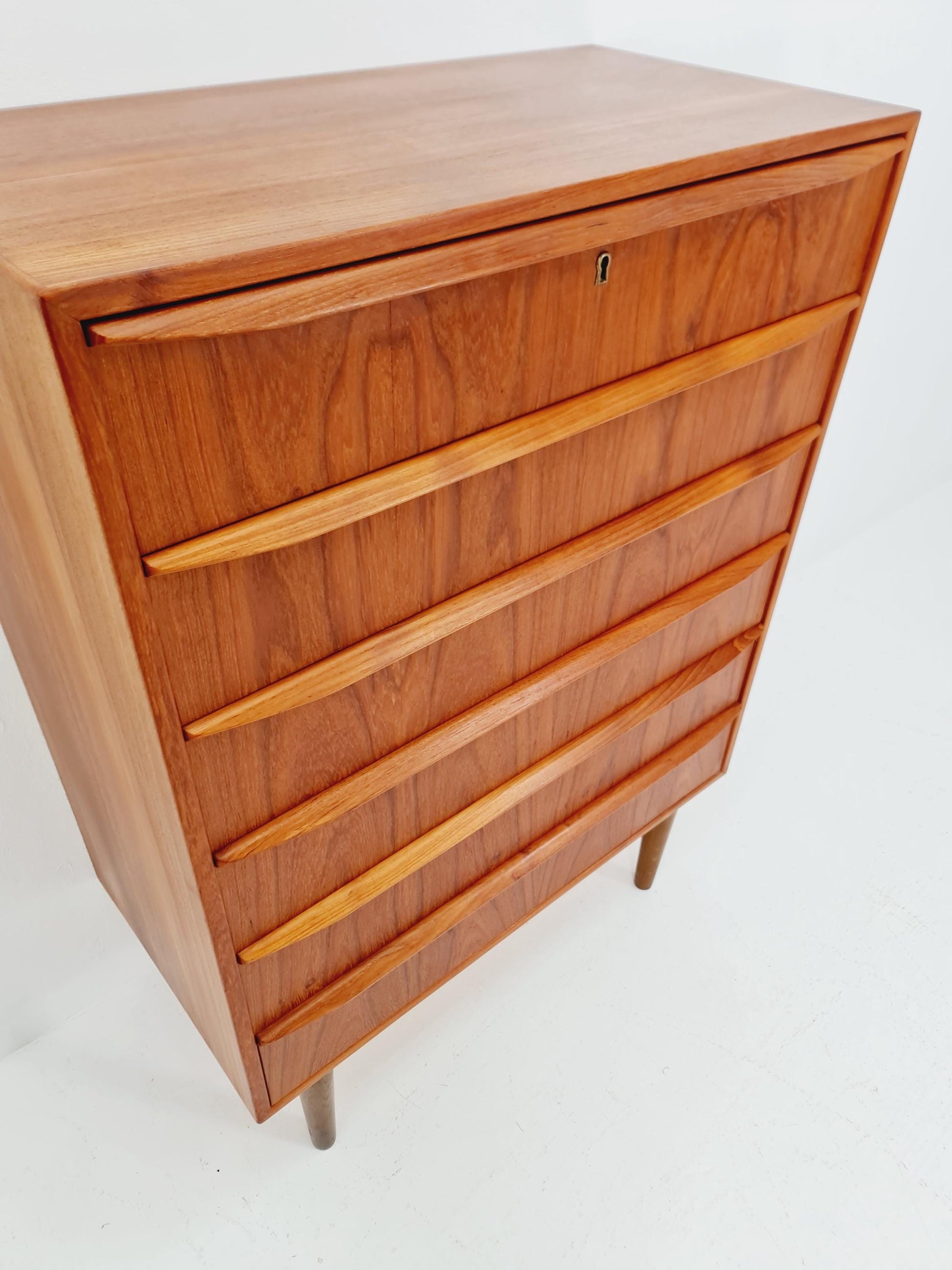 Midcentury danish design chest of drawers tallboy By Tylvad Hansen 1960s