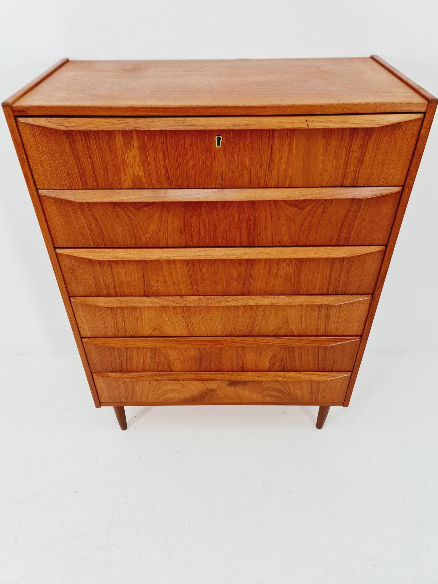 Midcentury danish design chest of drawers tallboy 1960s