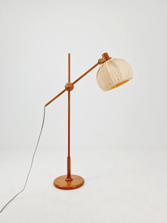 Mid Century Teak Floor Lamp – Temde Adjustable Lamp – Scandinavian Vintage 1960s