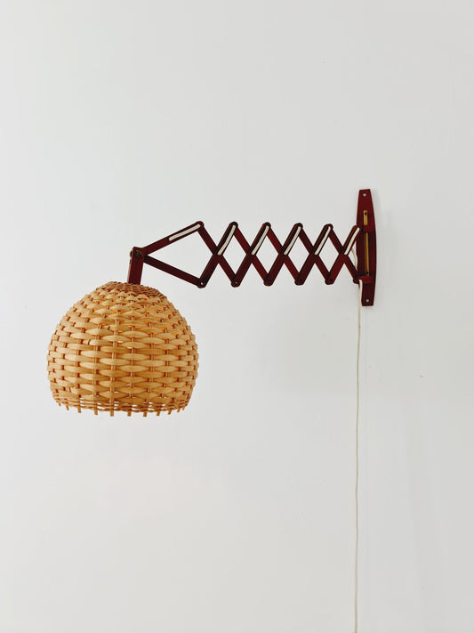 Dansih teak vintage sax wall lamp, 1960s
