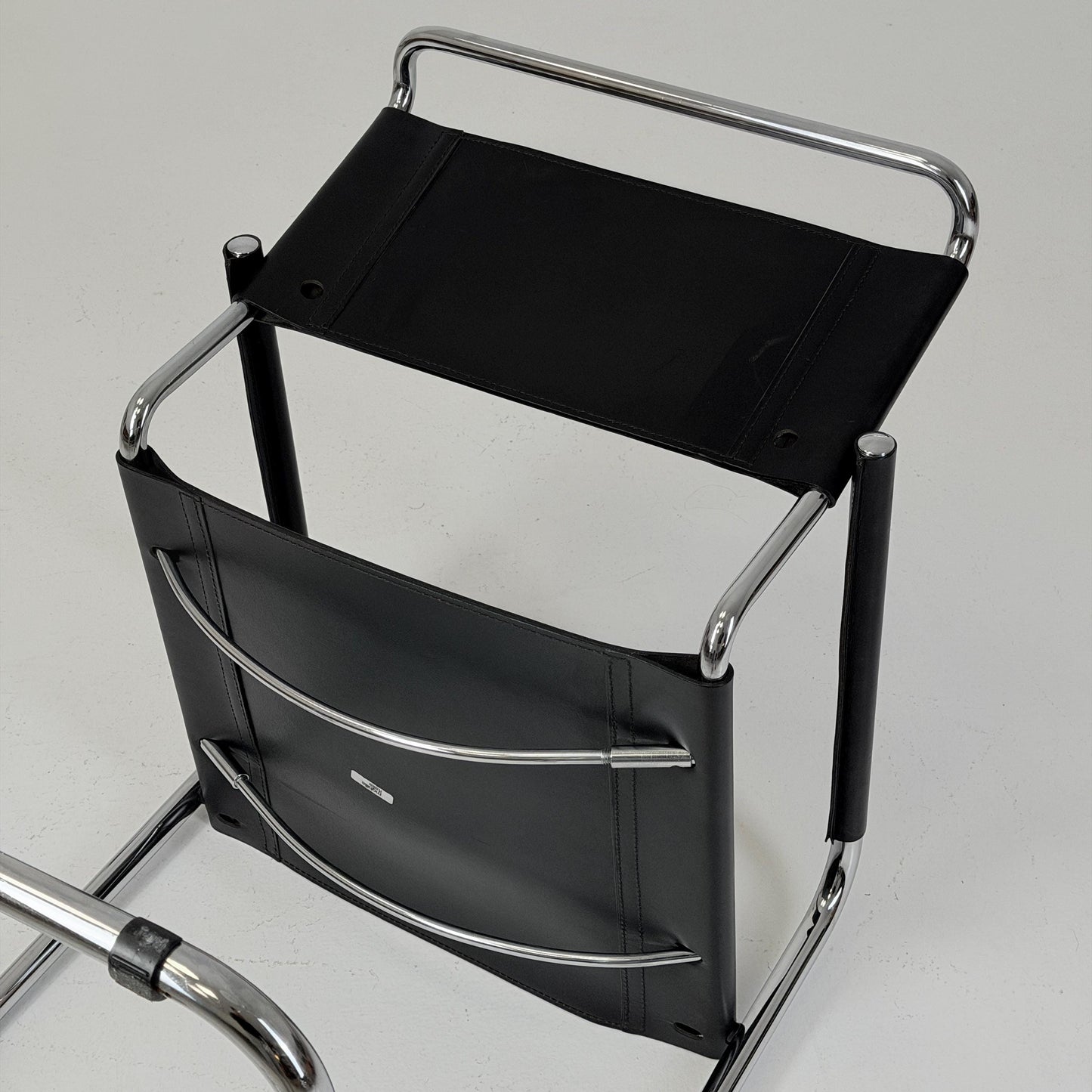 1 of 25 Mid Century Bauhaus S34 Cantilever Armchair by Mart Stam for Italia Mobilia, Black Leather & Chrome, Italy 1980s