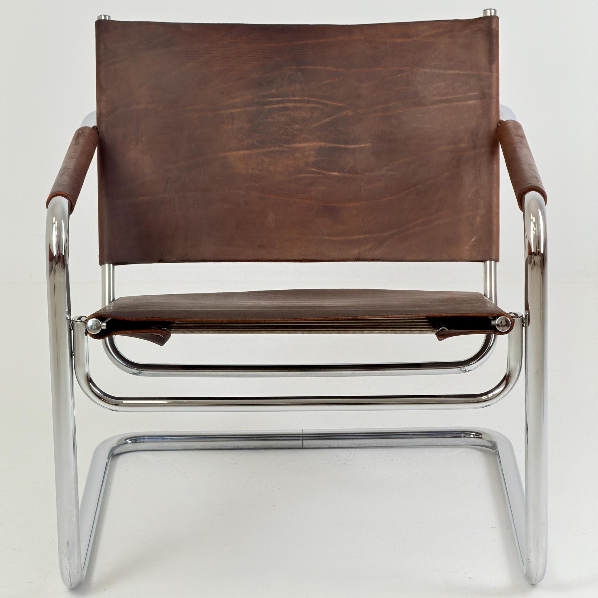 Rare Mid Century Rondo Cantilever Lounge Armchair by Heinrich Pfalzberger – Chocolate Brown Leather, Swiss Design 1960s,