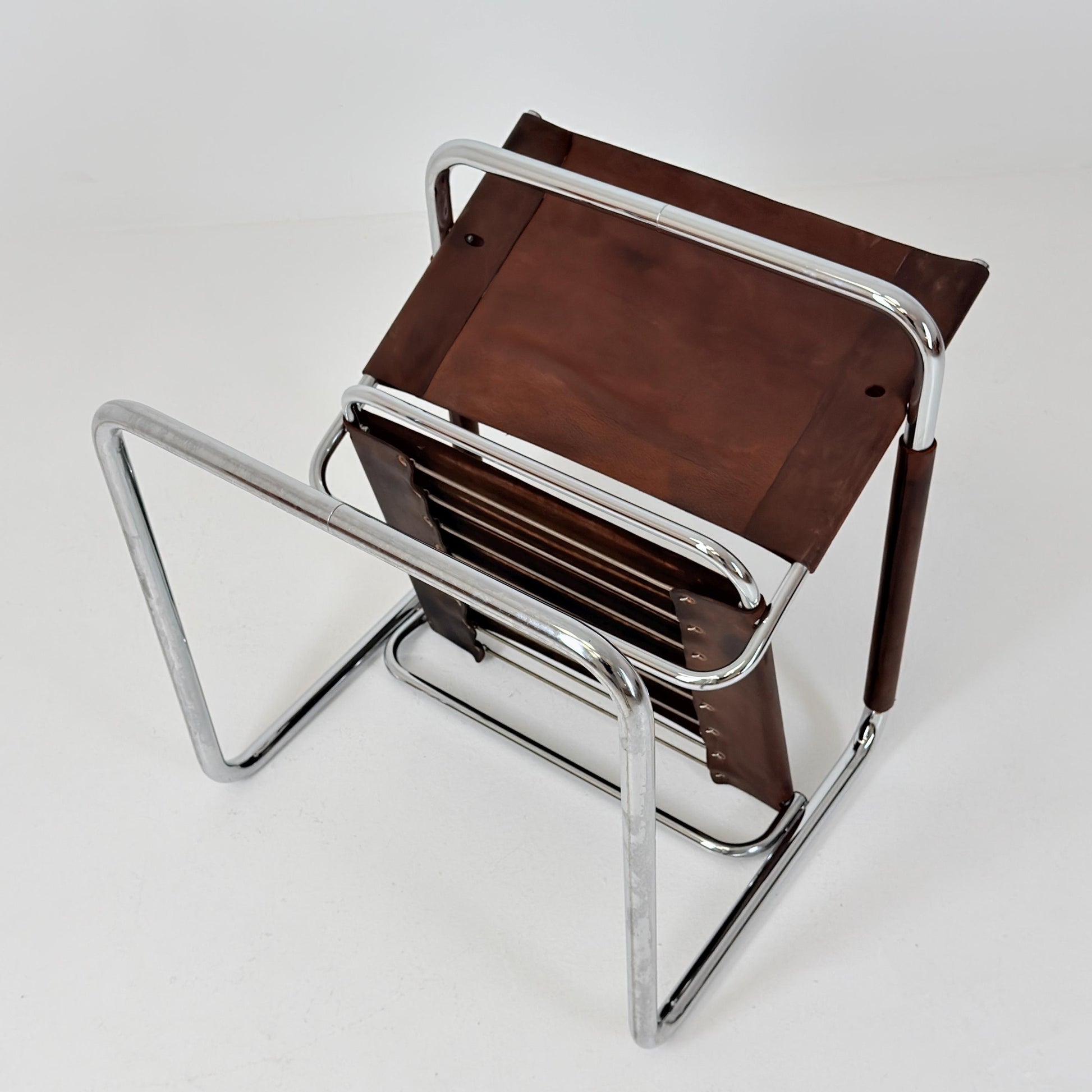 Rare Mid Century Rondo Cantilever Lounge Armchair by Heinrich Pfalzberger – Chocolate Brown Leather, Swiss Design 1960s,
