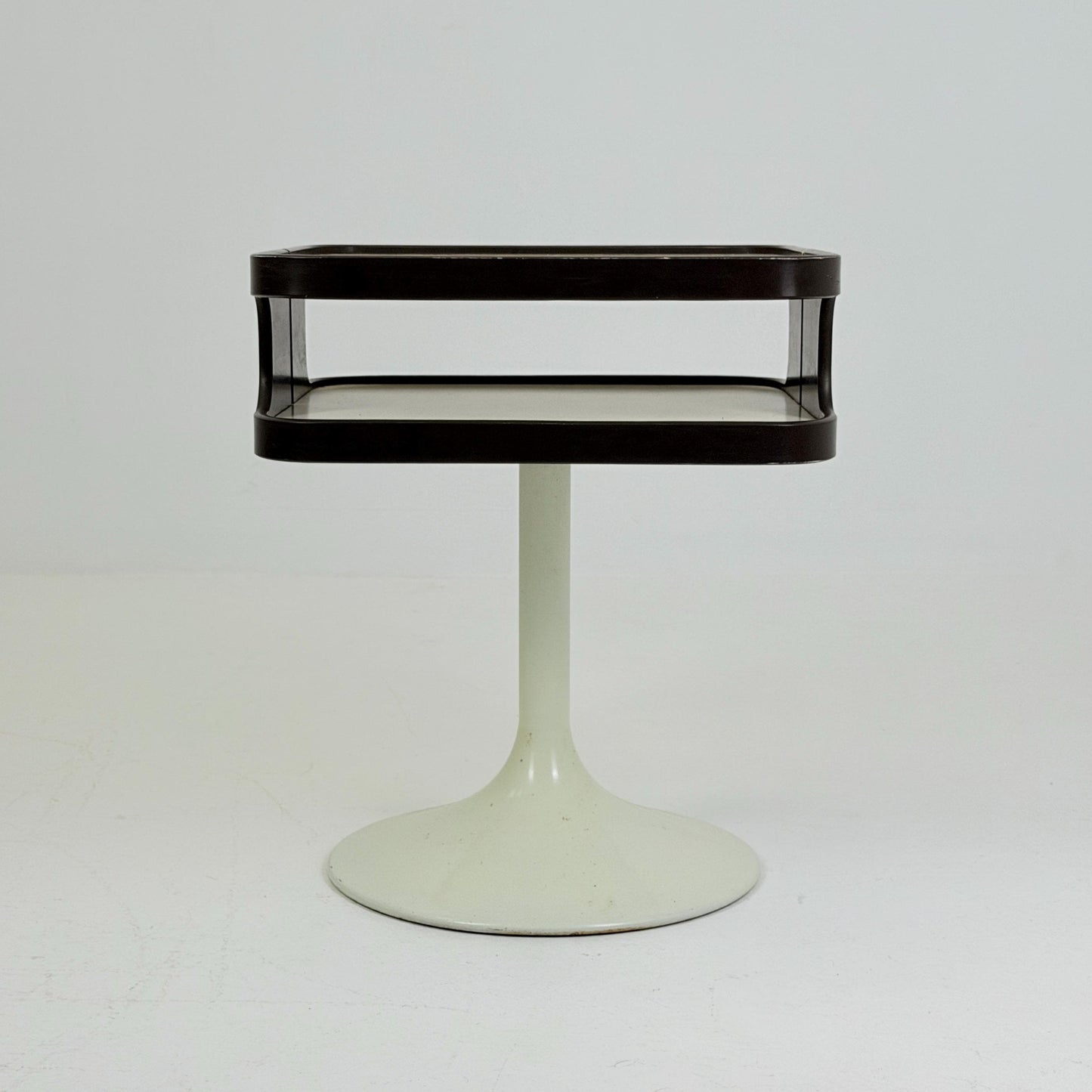 Mid Century Luna Space Age Side Table by Opal Germany 1970s – White Tulip Bedside