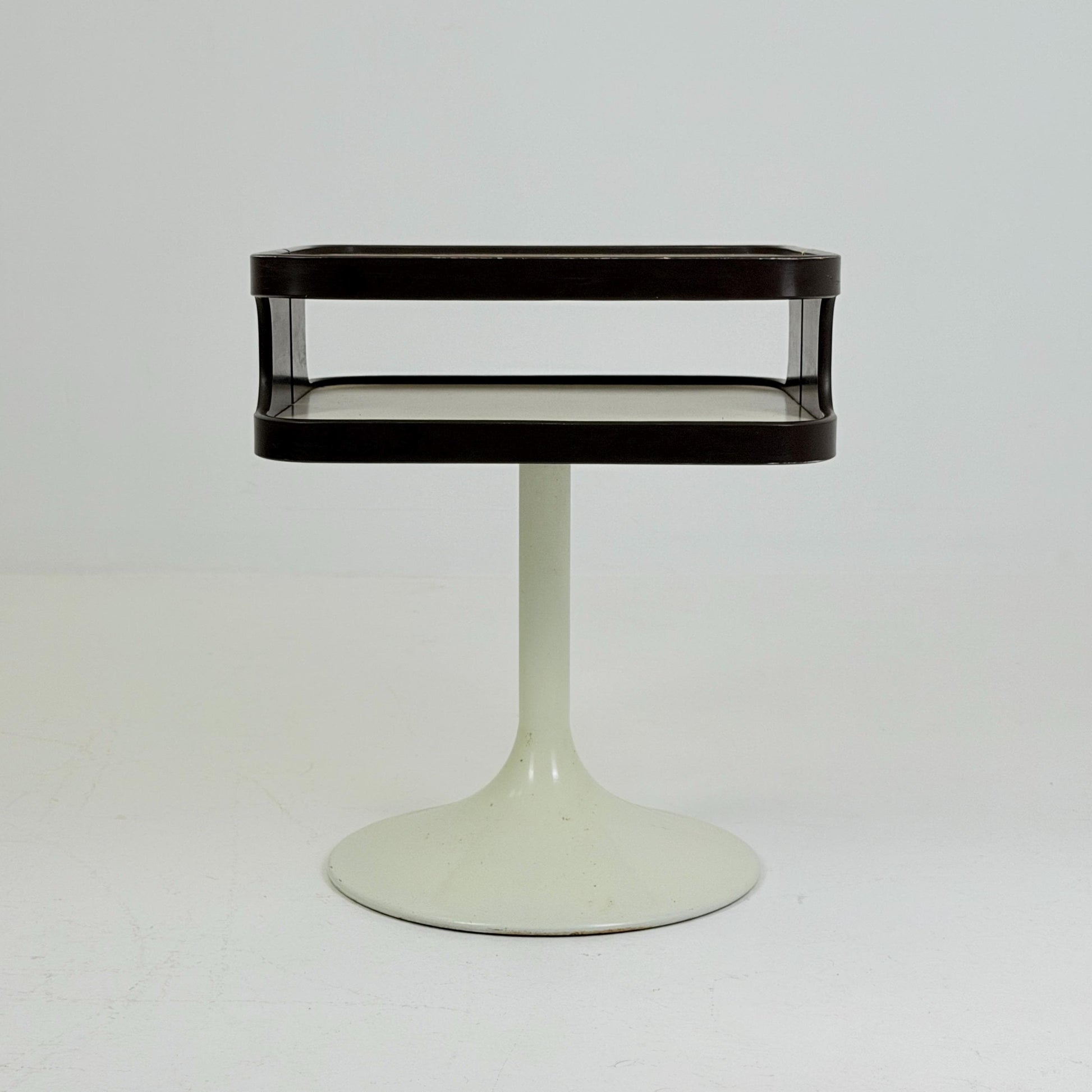 Mid Century Luna Space Age Side Table by Opal Germany 1970s – White Tulip Bedside