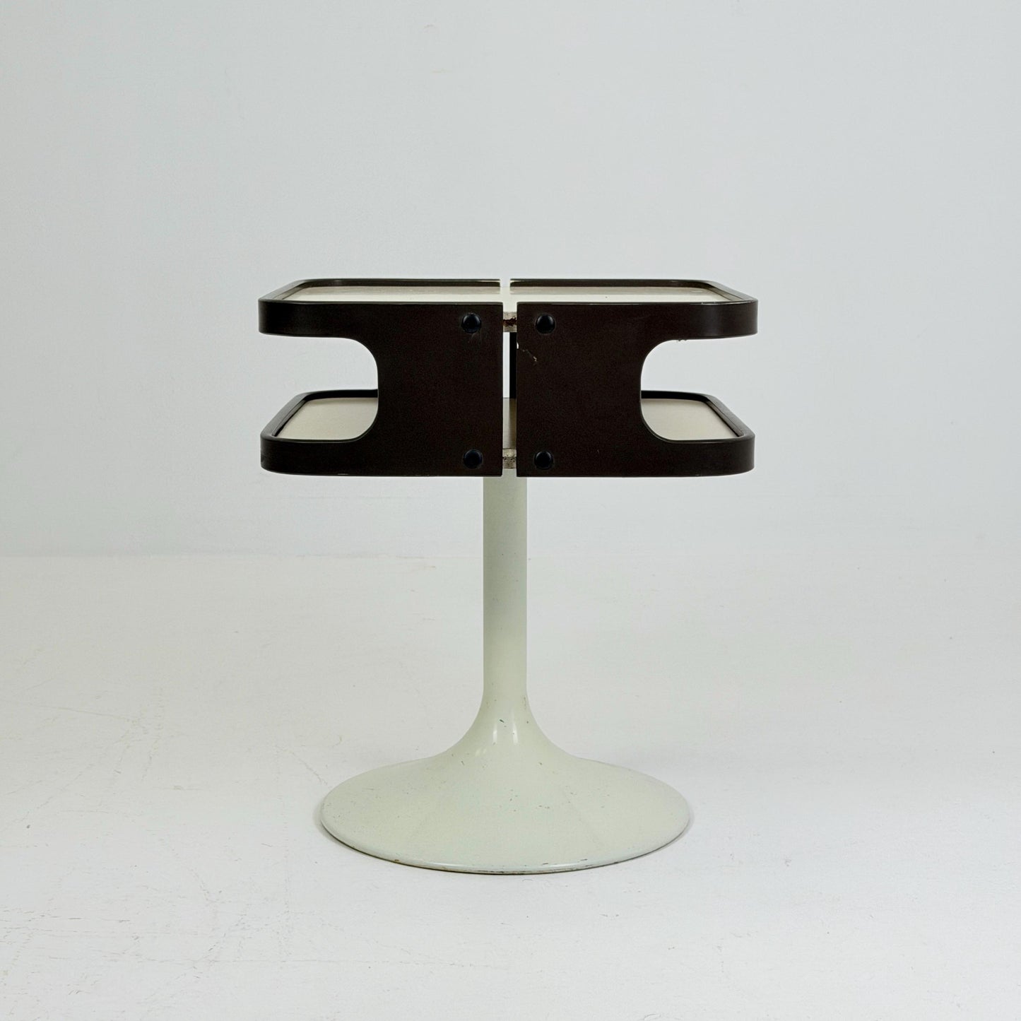 Mid Century Luna Space Age Side Table by Opal Germany 1970s – White Tulip Bedside