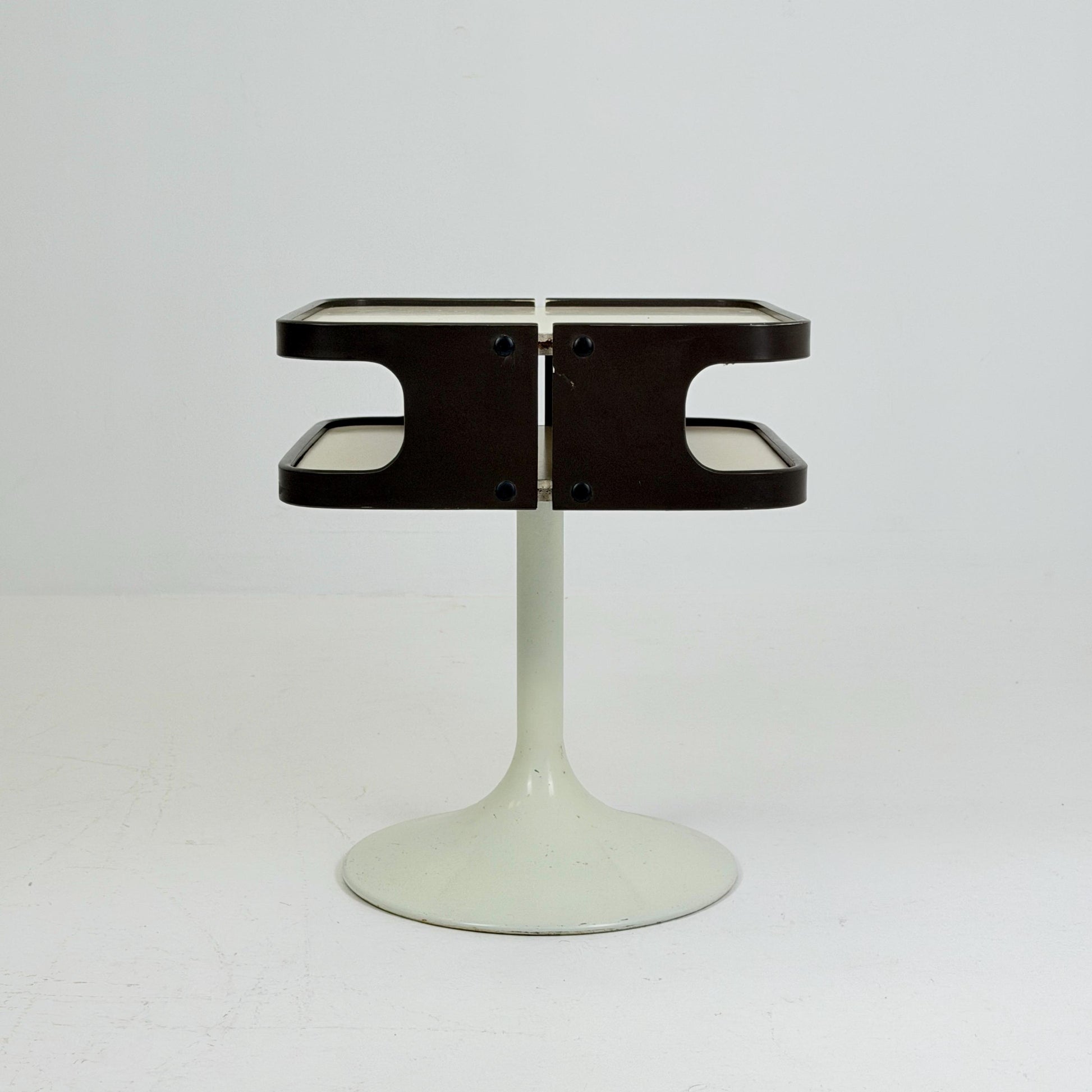 Mid Century Luna Space Age Side Table by Opal Germany 1970s – White Tulip Bedside