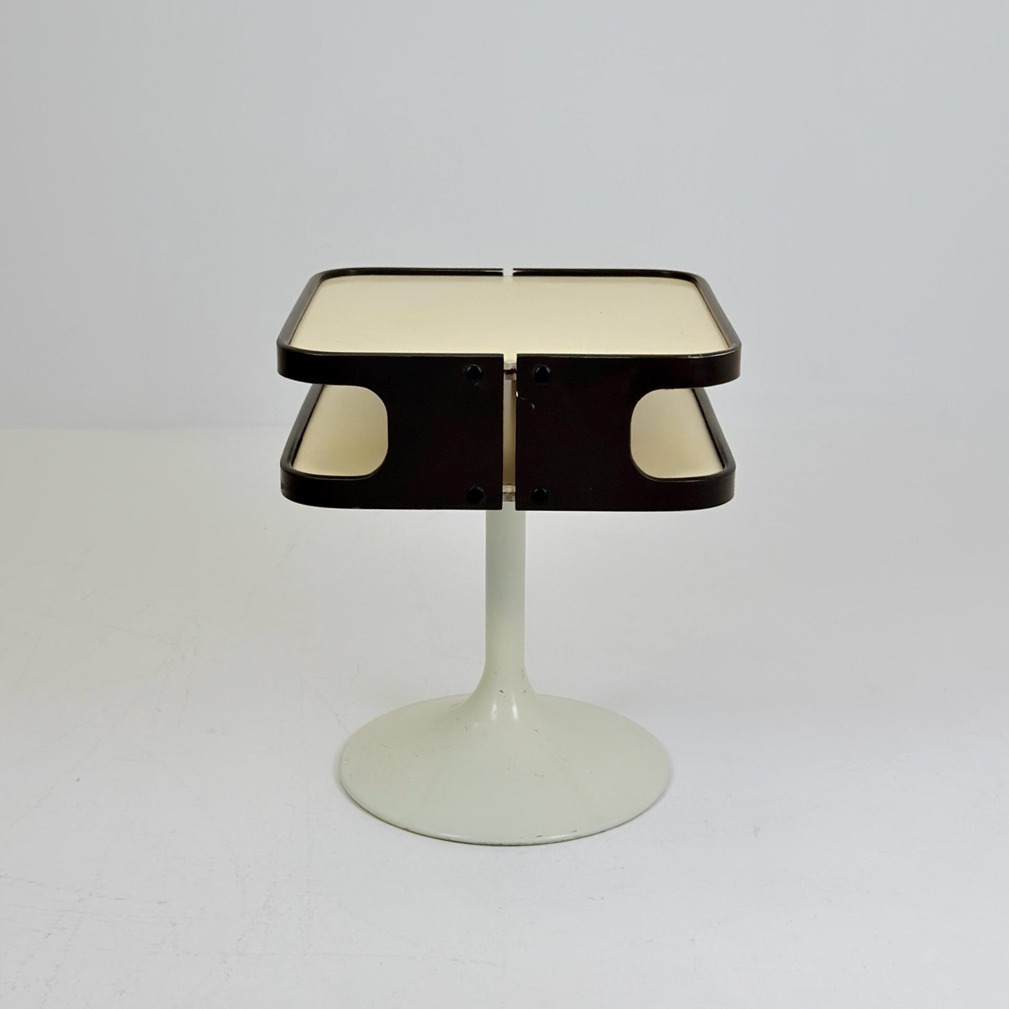 Mid Century Luna Space Age Side Table by Opal Germany 1970s – White Tulip Bedside