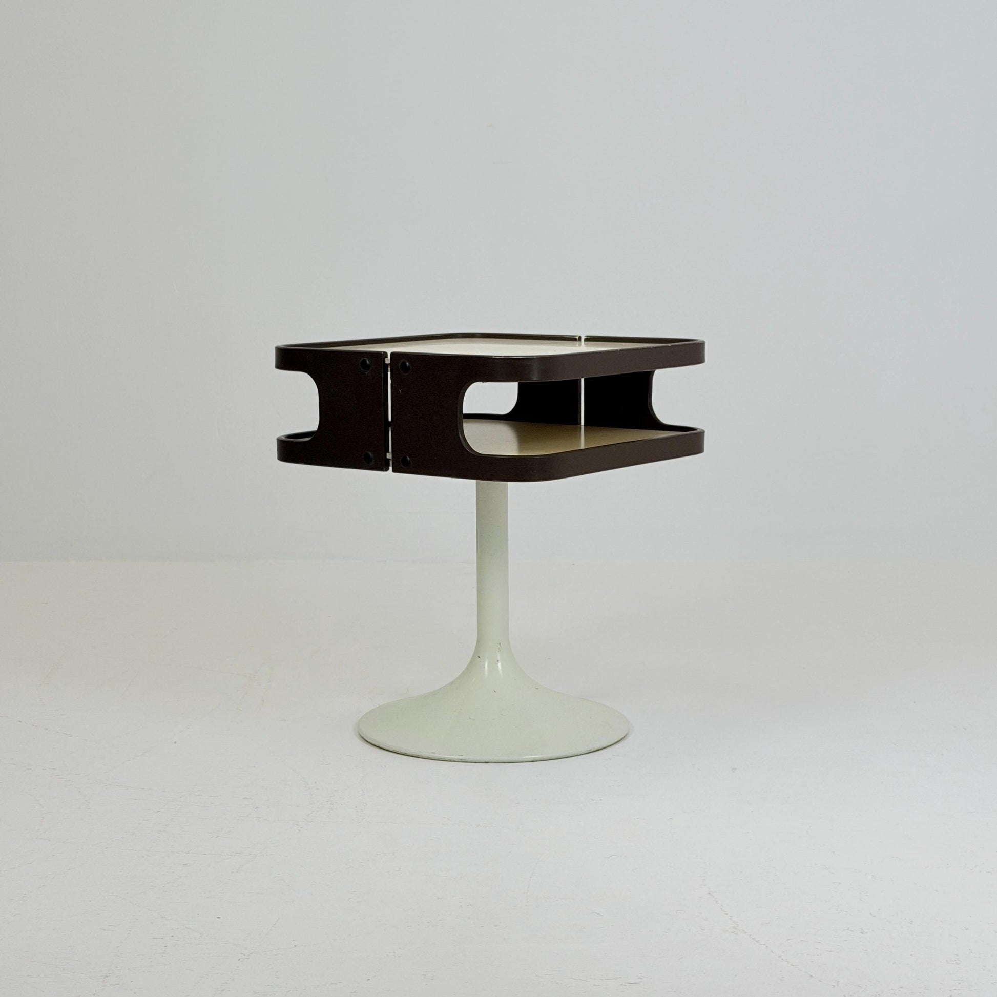 Mid Century Luna Space Age Side Table by Opal Germany 1970s – White Tulip Bedside