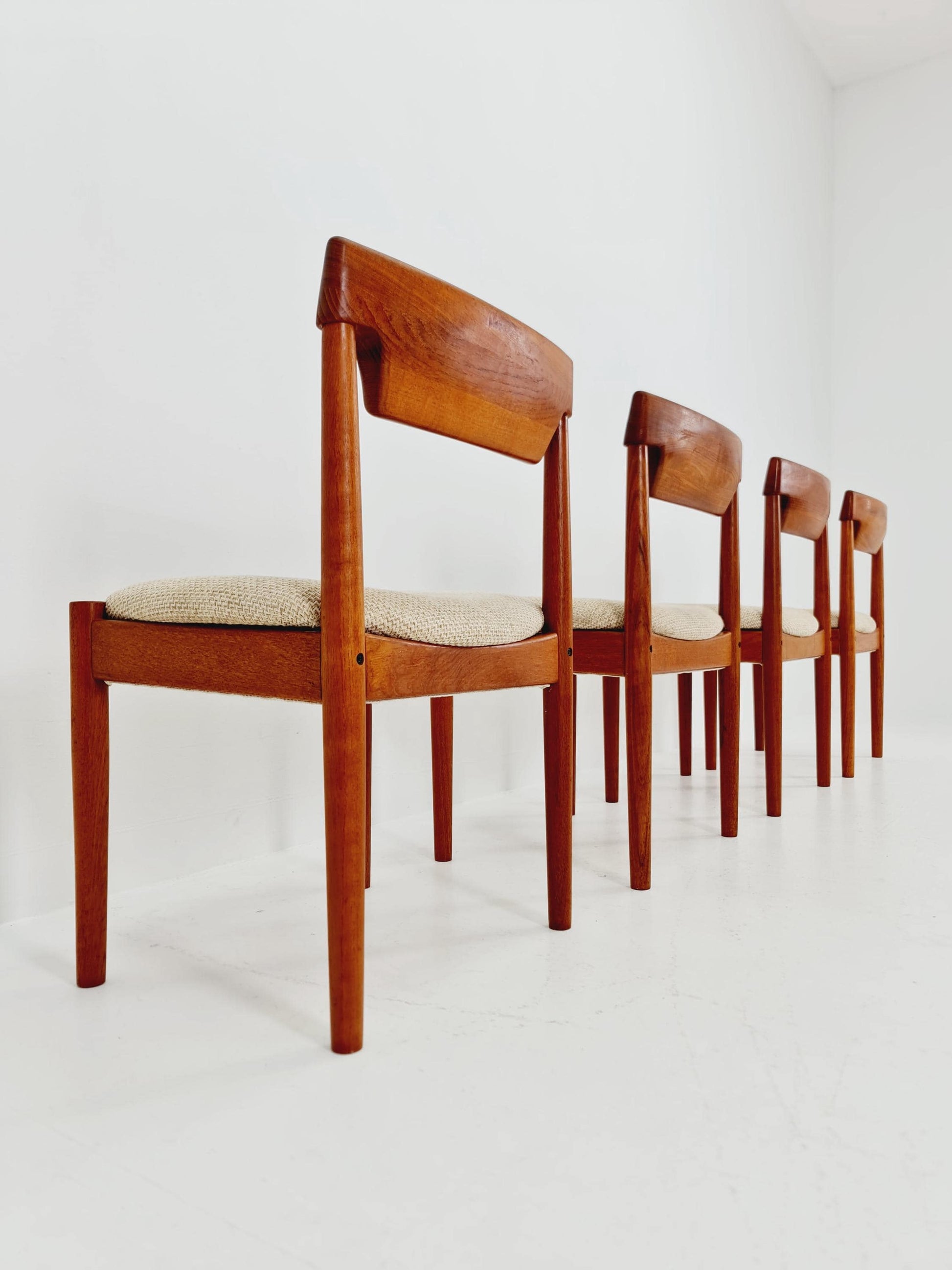 Mid Century Dansih Teak and Leather chair by Grete jalk for Glostrup , 1960s Set of 4