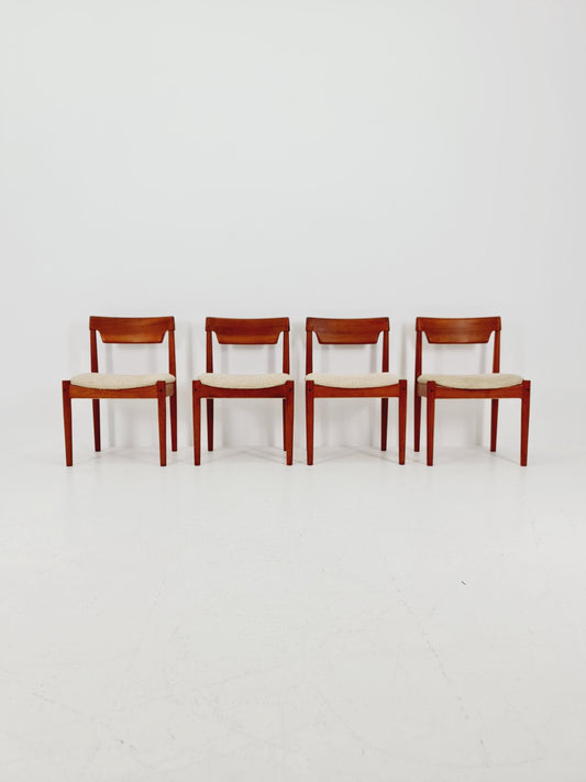 Mid Century Dansih Teak and Leather chair by Grete jalk for Glostrup , 1960s Set of 4