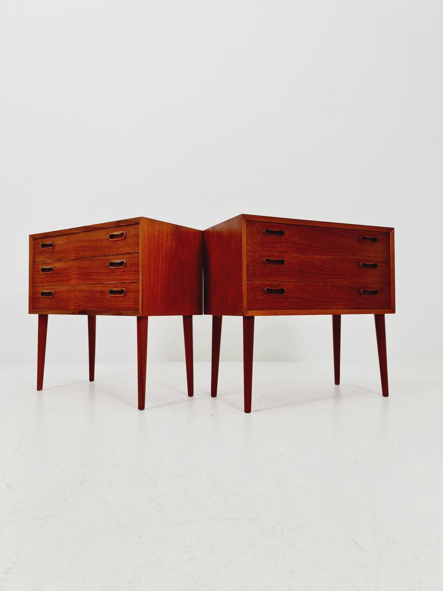 Rare big Midcentury Danish teak Vintage Side table/ Bedside table by Olholm Möbelfabrik, Denmark, 1960s, set of 2