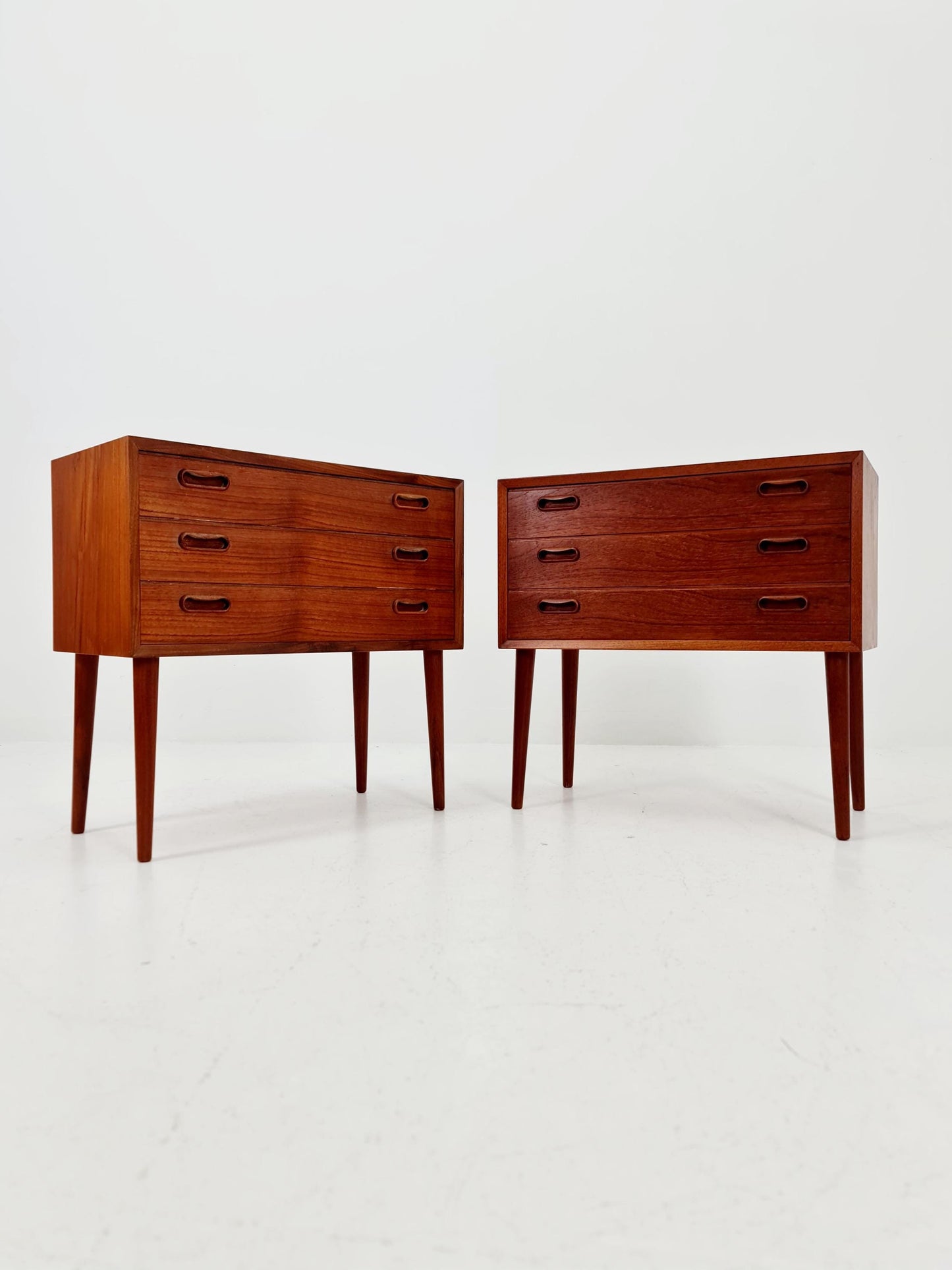 Rare big Midcentury Danish teak Vintage Side table/ Bedside table by Olholm Möbelfabrik, Denmark, 1960s, set of 2