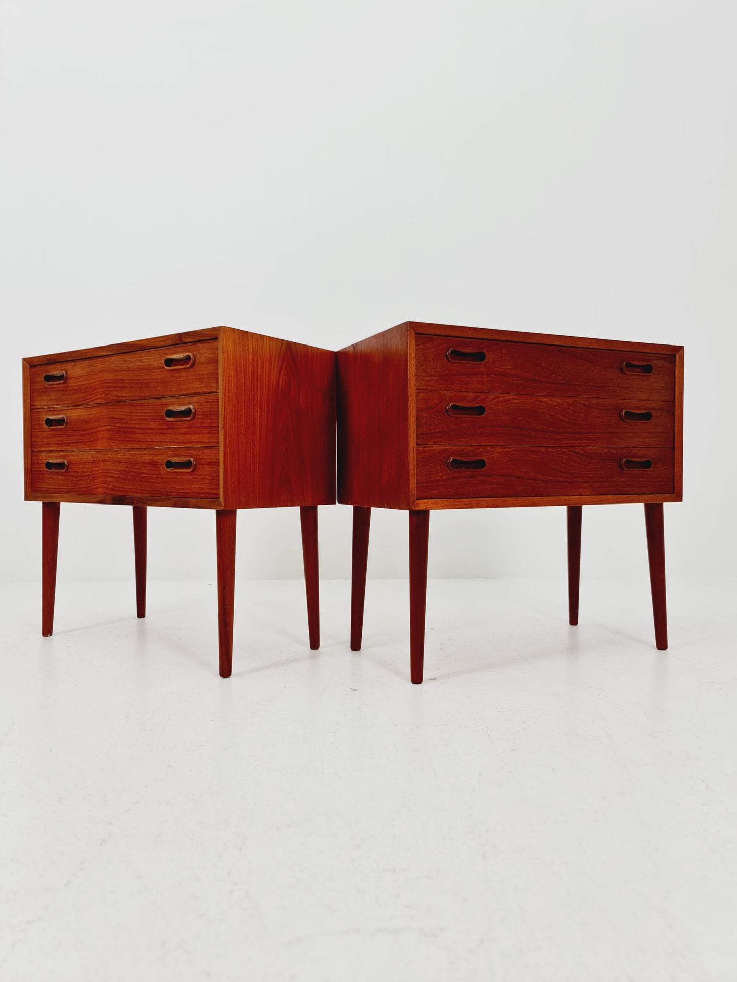 Rare big Midcentury Danish teak Vintage Side table/ Bedside table by Olholm Möbelfabrik, Denmark, 1960s, set of 2