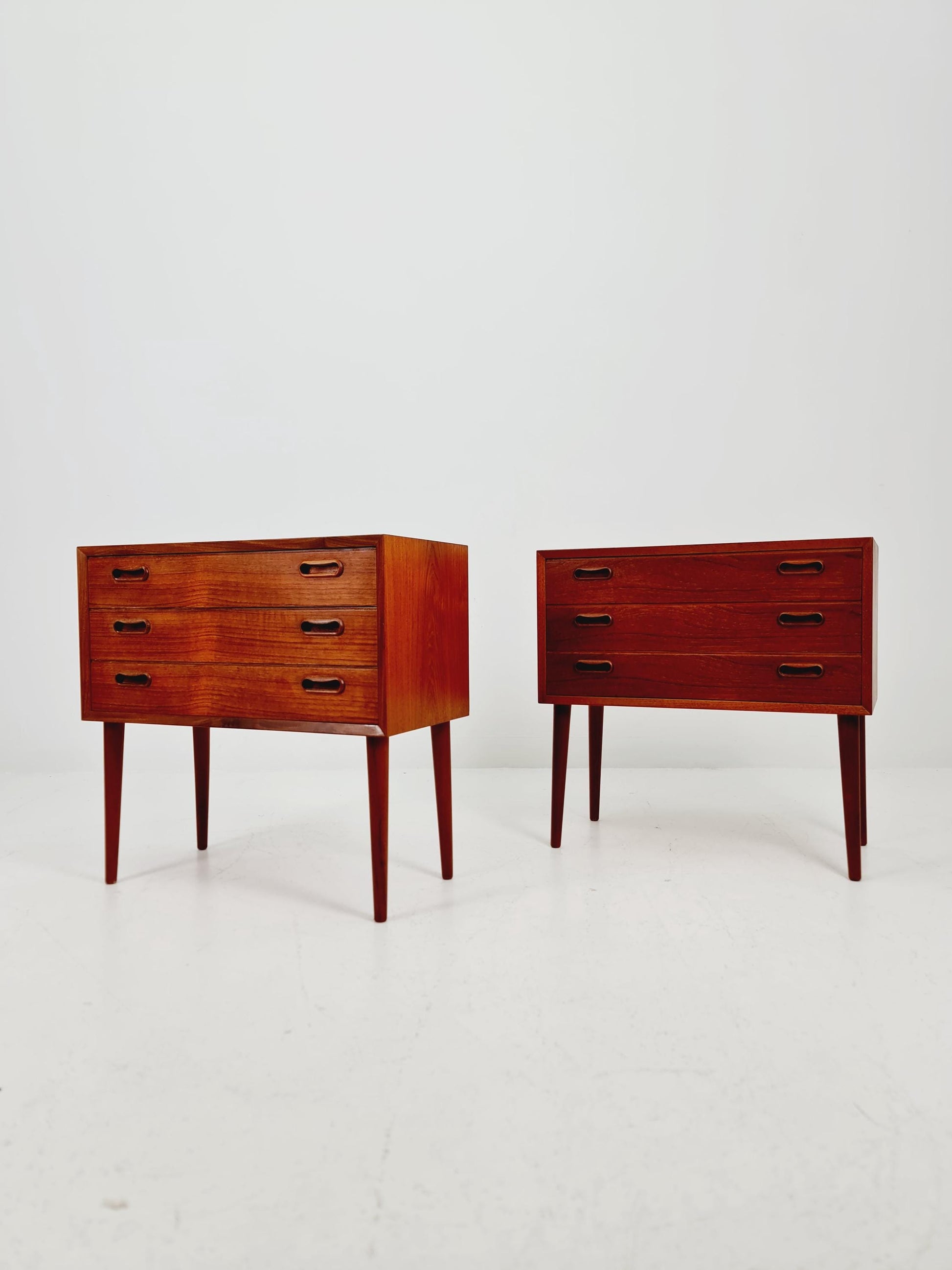 Rare big Midcentury Danish teak Vintage Side table/ Bedside table by Olholm Möbelfabrik, Denmark, 1960s, set of 2