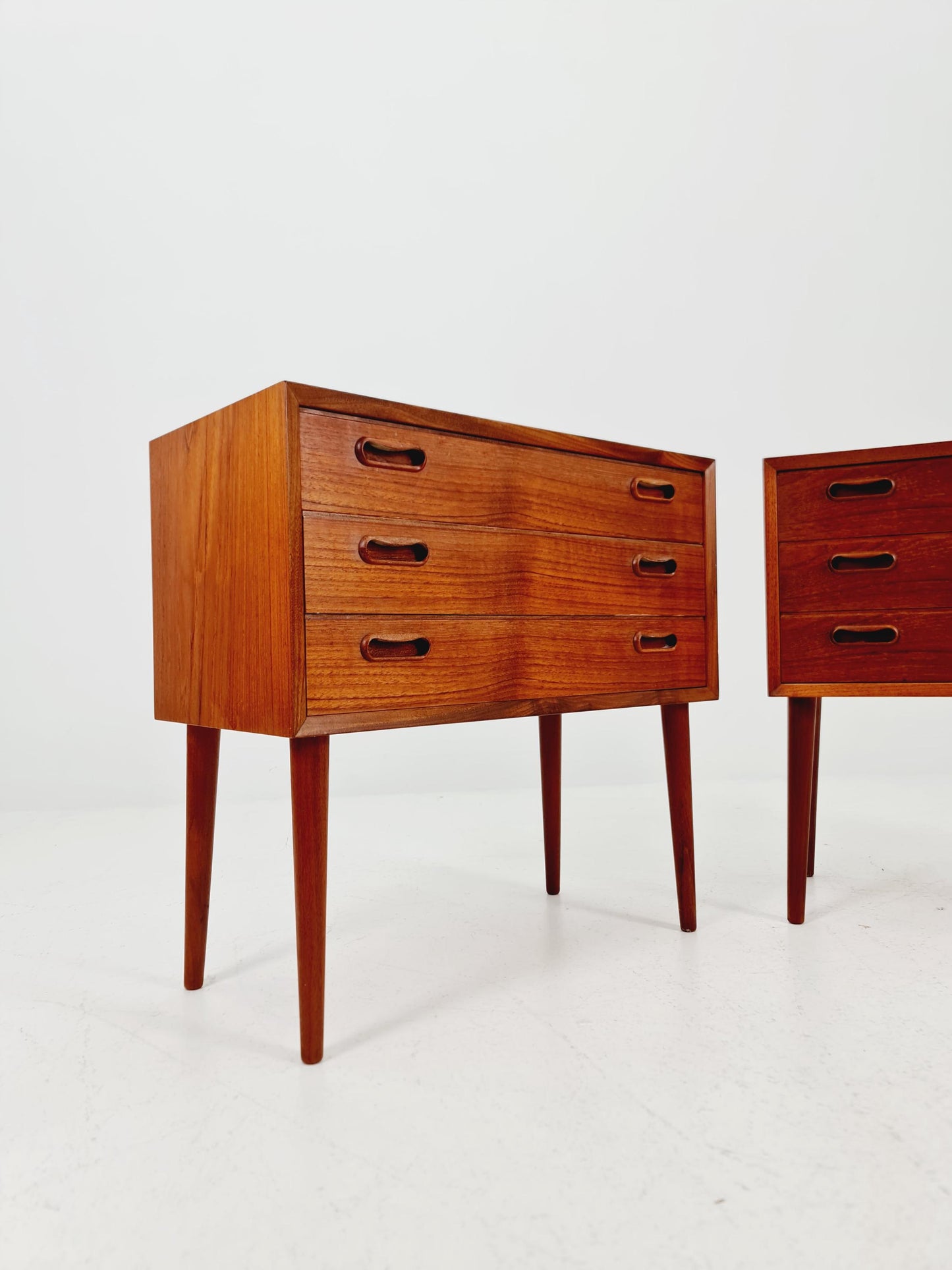 Rare big Midcentury Danish teak Vintage Side table/ Bedside table by Olholm Möbelfabrik, Denmark, 1960s, set of 2