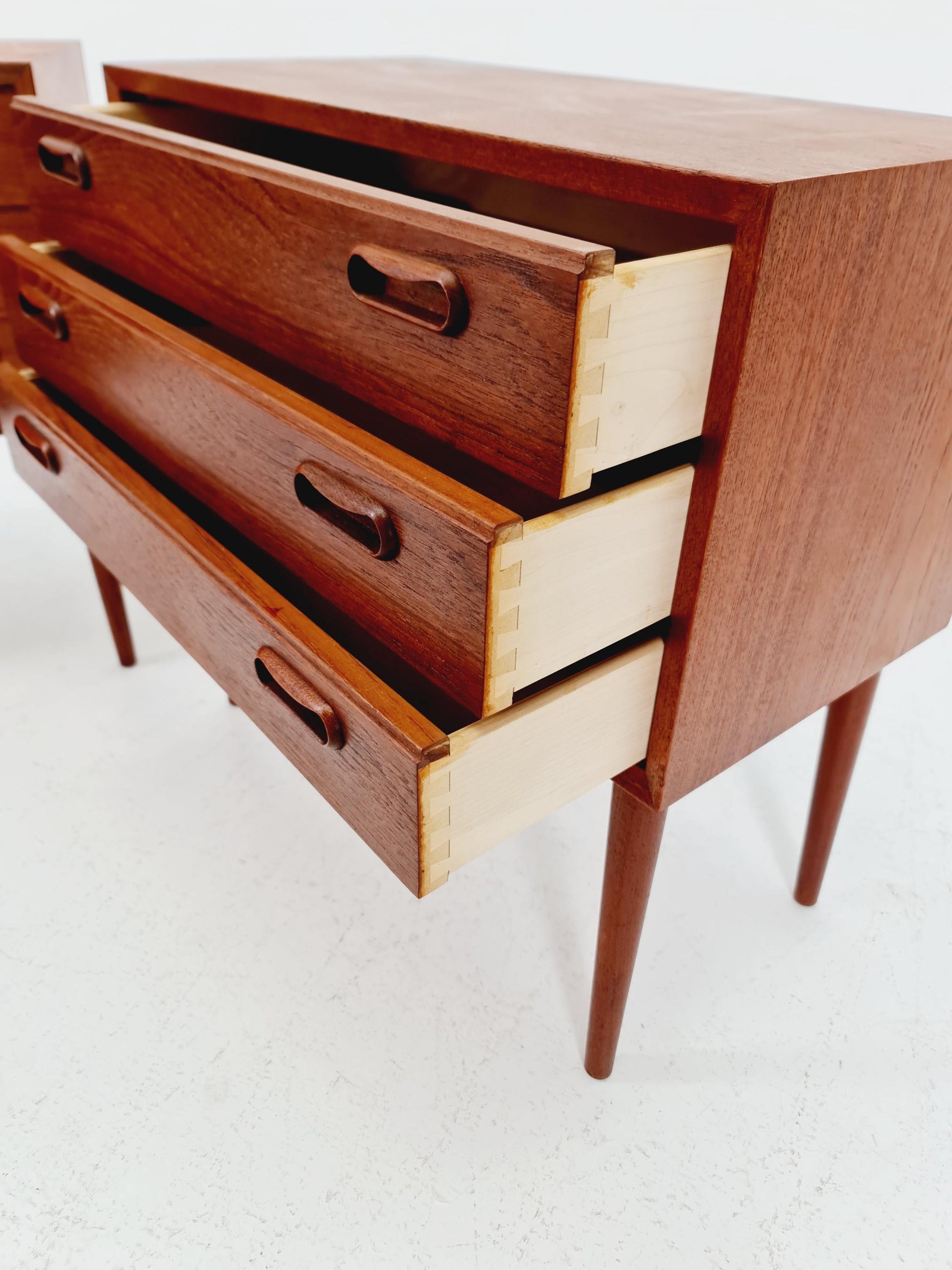Rare big Midcentury Danish teak Vintage Side table/ Bedside table by Olholm Möbelfabrik, Denmark, 1960s, set of 2