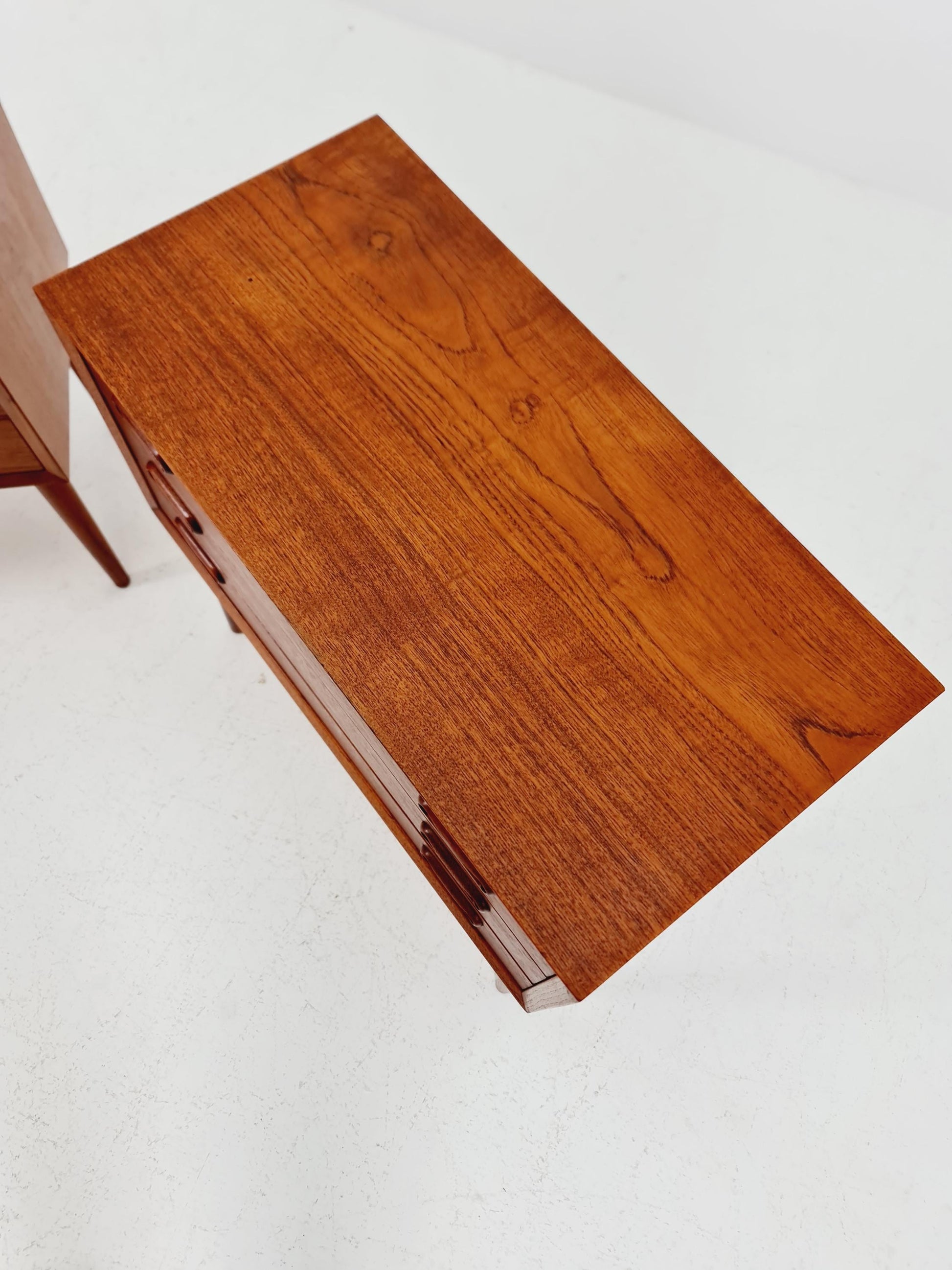 Rare big Midcentury Danish teak Vintage Side table/ Bedside table by Olholm Möbelfabrik, Denmark, 1960s, set of 2