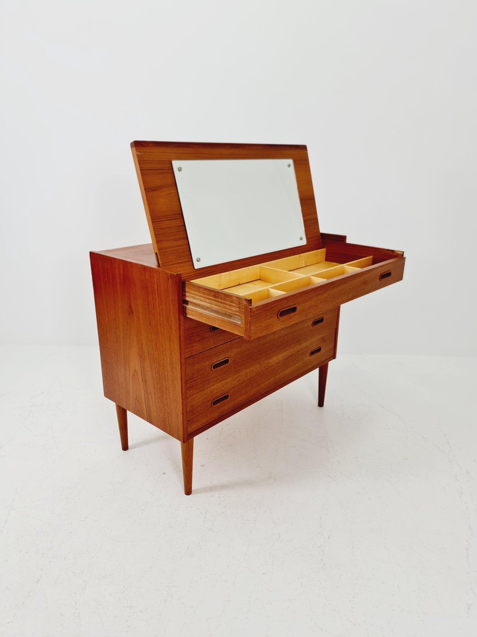 Midcentury Danish vintage teak secretary, vanity /Make up table for Olholm Möbelfabrik , 1960s