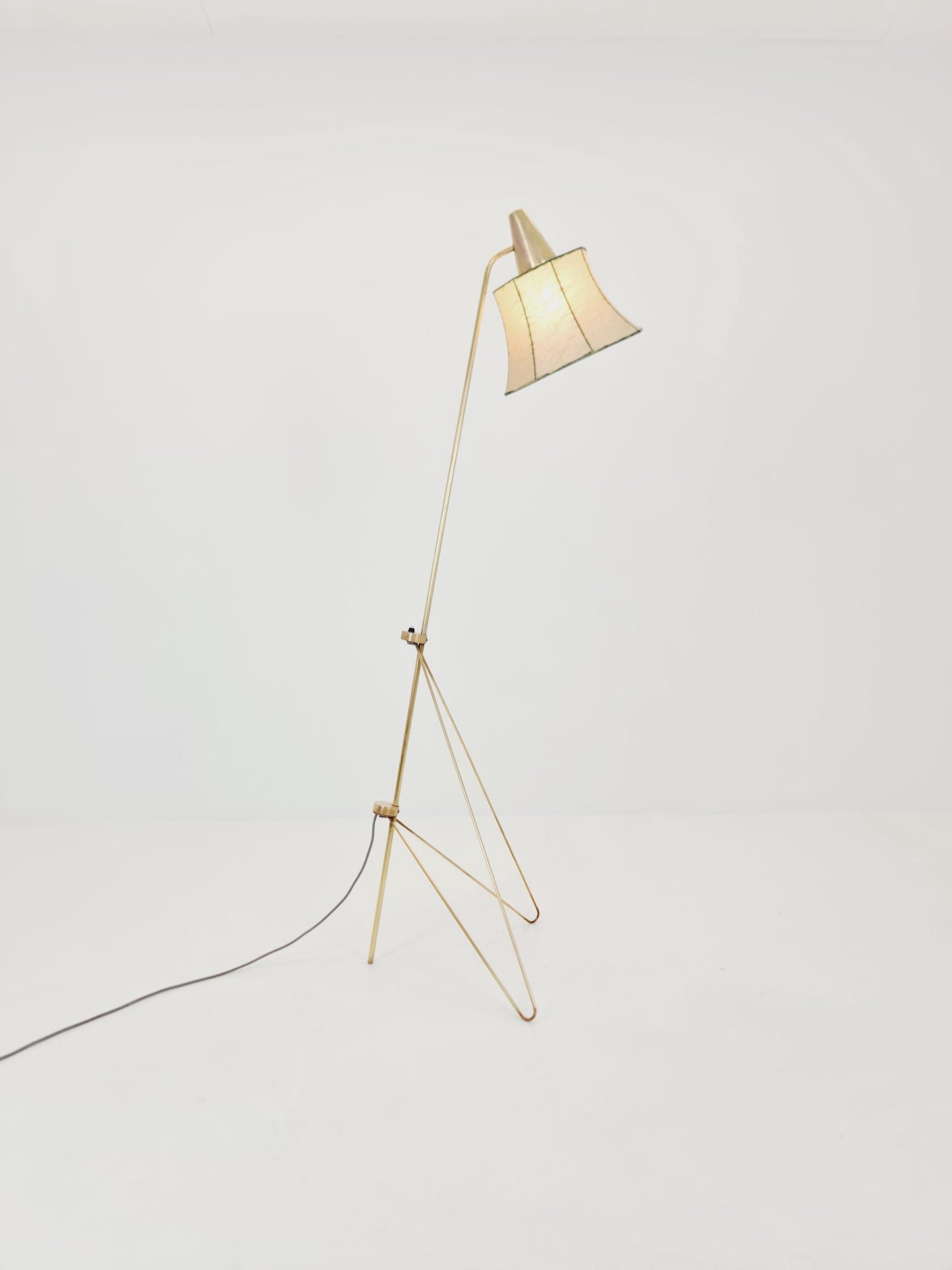 Mid century Super rare brass & Cocoon Floor lamp by Josef Horka 1950s