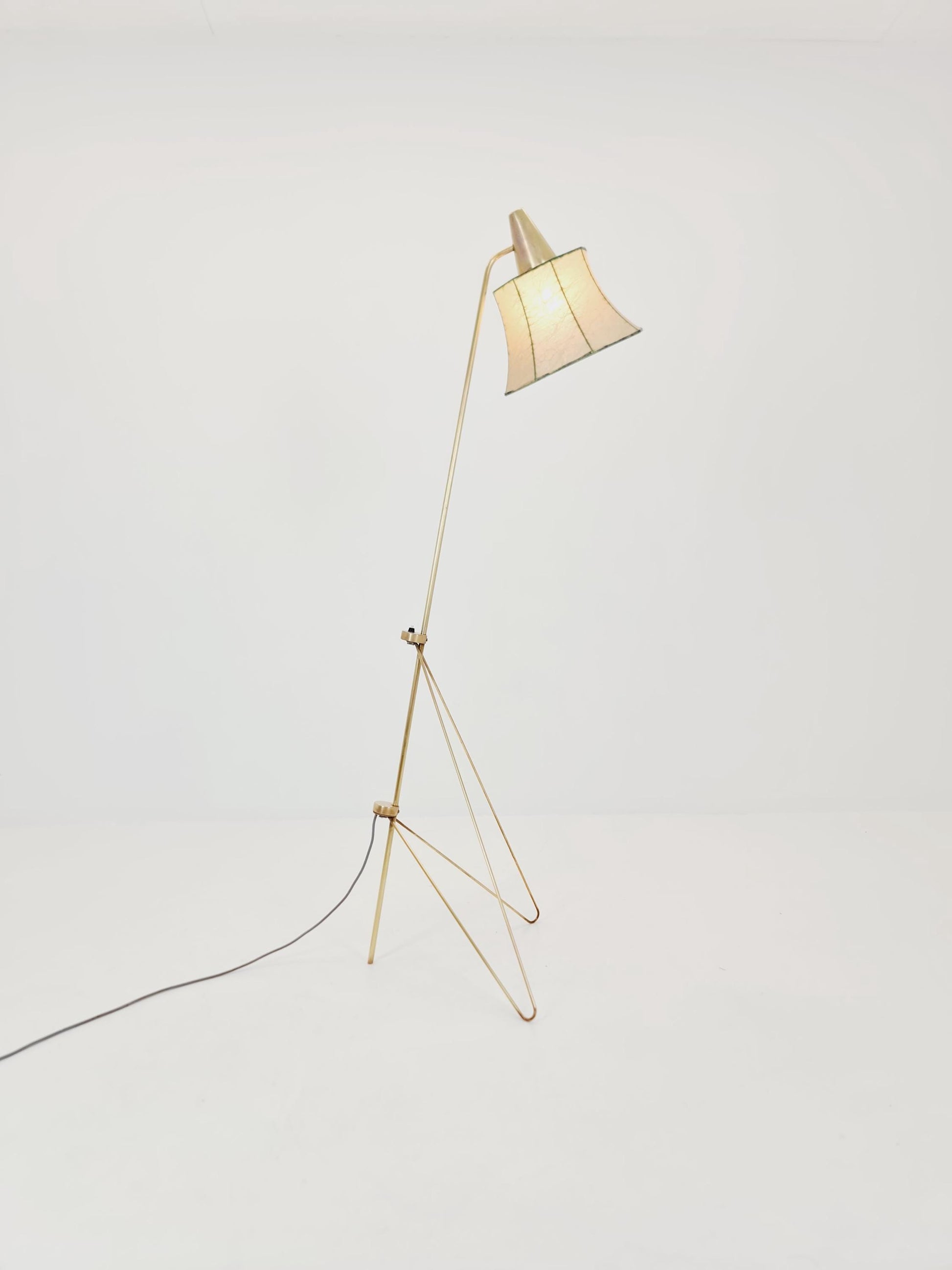 Mid century Super rare brass & Cocoon Floor lamp by Josef Horka 1950s