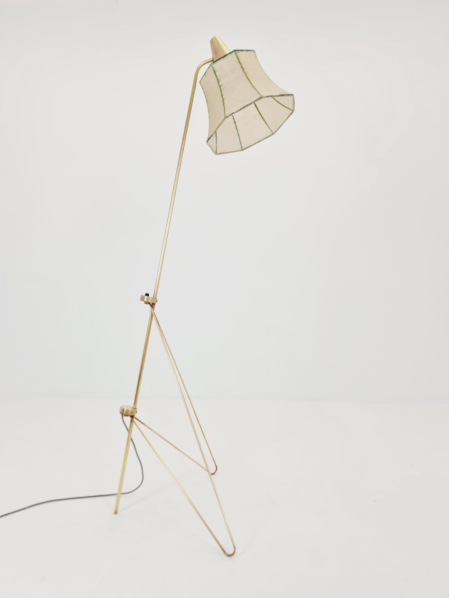 Mid century Super rare brass & Cocoon Floor lamp by Josef Horka 1950s
