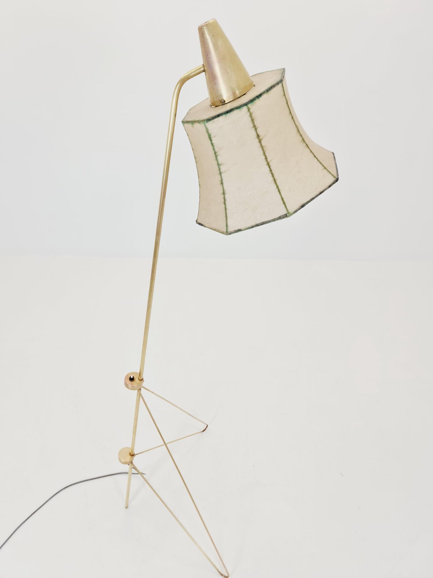 Mid century Super rare brass & Cocoon Floor lamp by Josef Horka 1950s