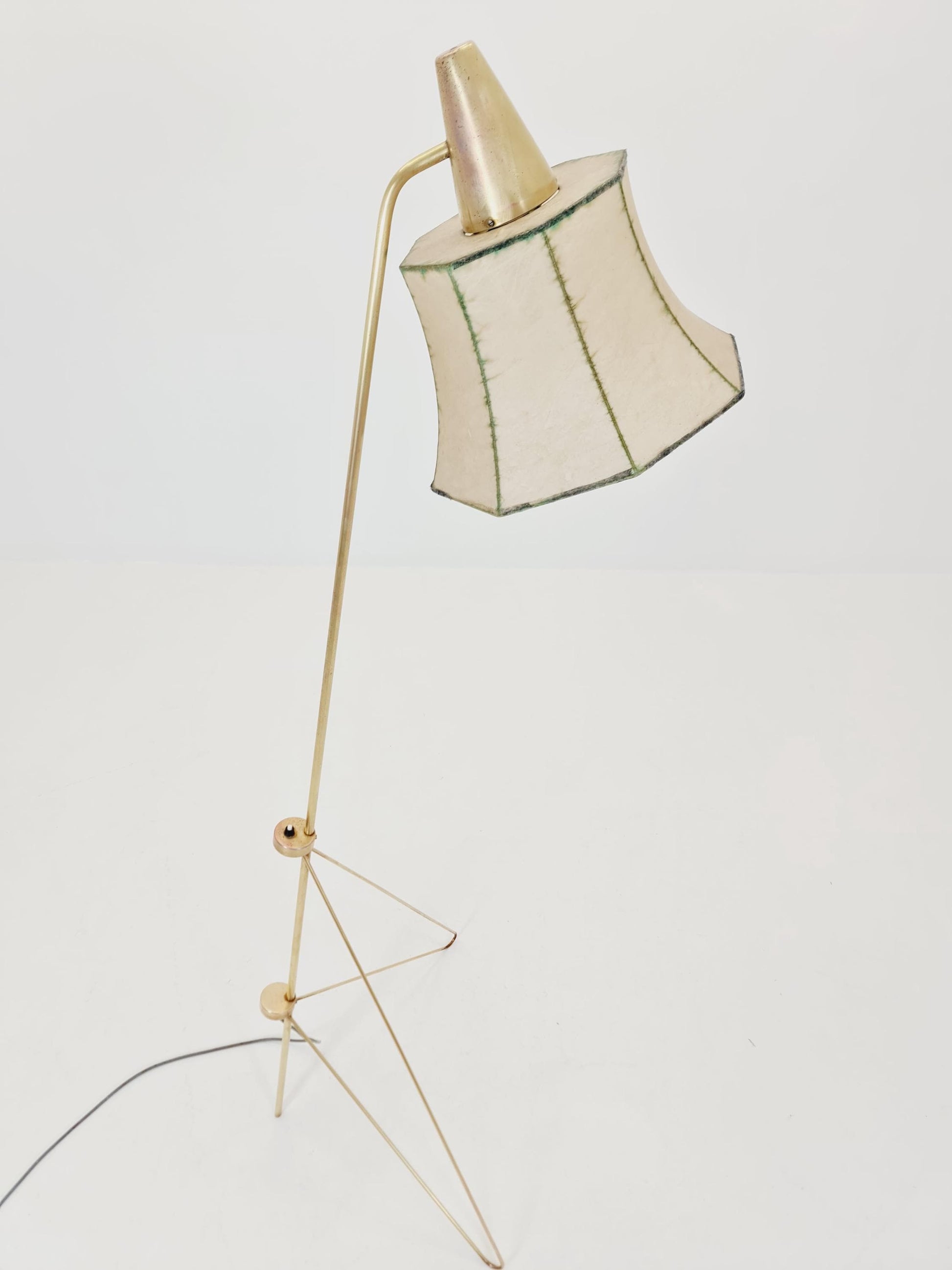 Mid century Super rare brass & Cocoon Floor lamp by Josef Horka 1950s