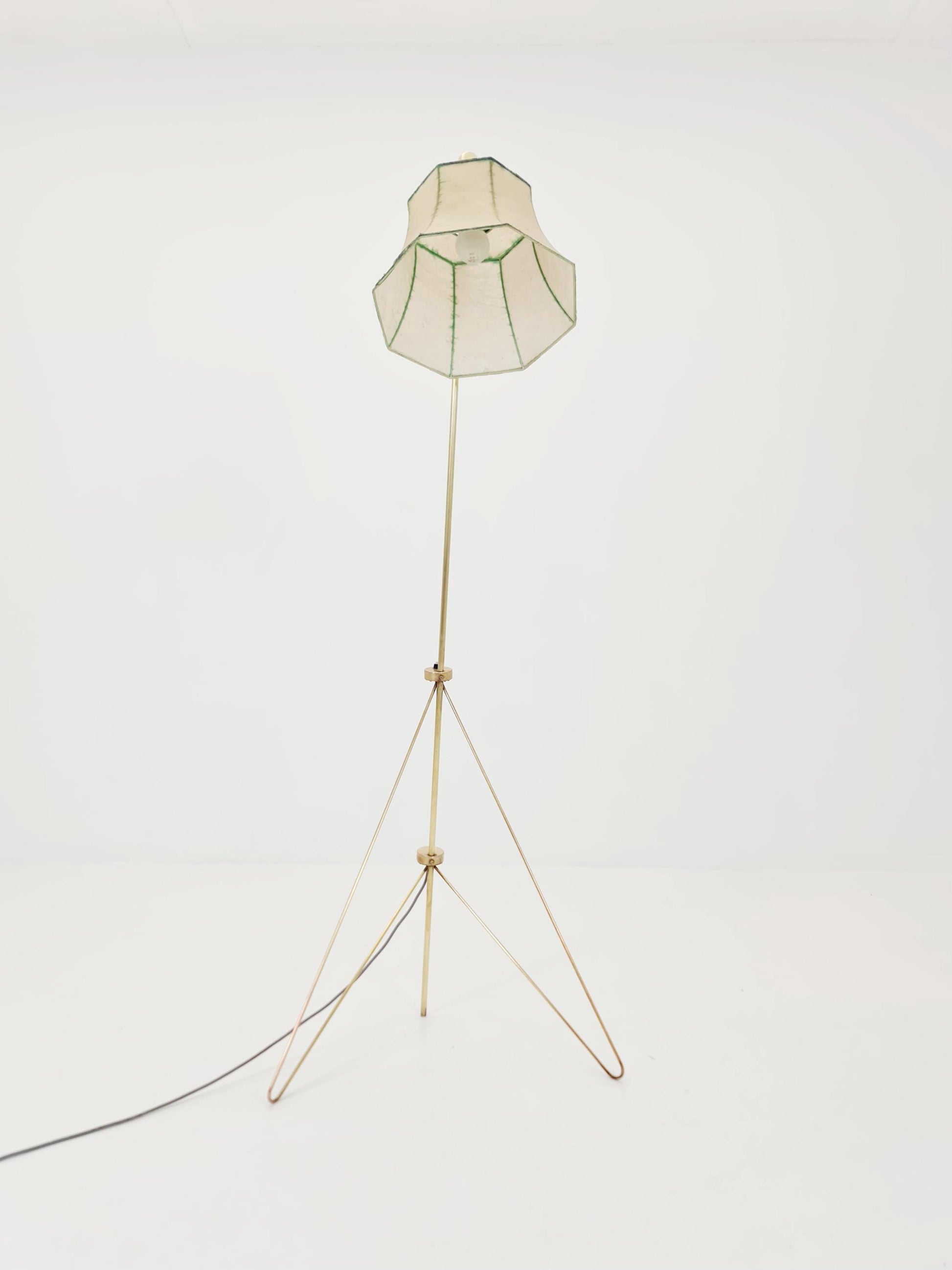 Mid century Super rare brass & Cocoon Floor lamp by Josef Horka 1950s