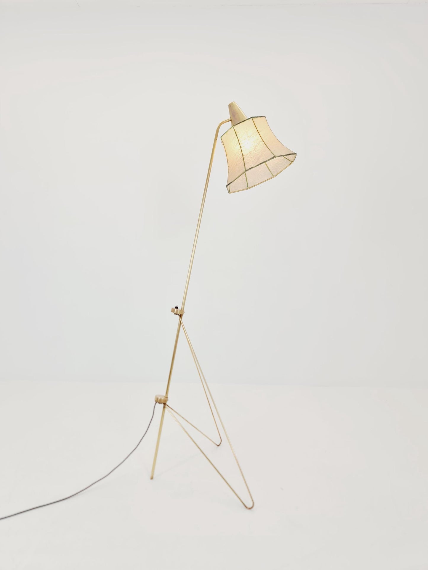 Mid century Super rare brass & Cocoon Floor lamp by Josef Horka 1950s