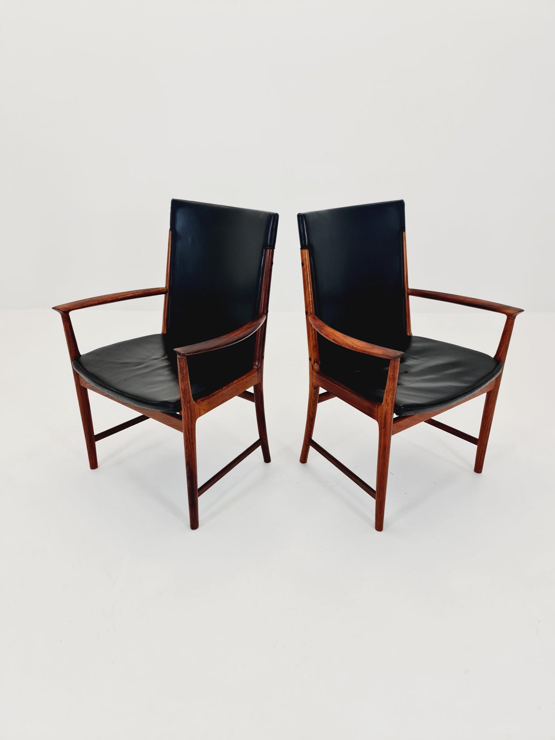 Mid Century Danish solid Rosewood Armchairs by Kai Lyngfeldt larsen Sorren Wiladsen , 1960s