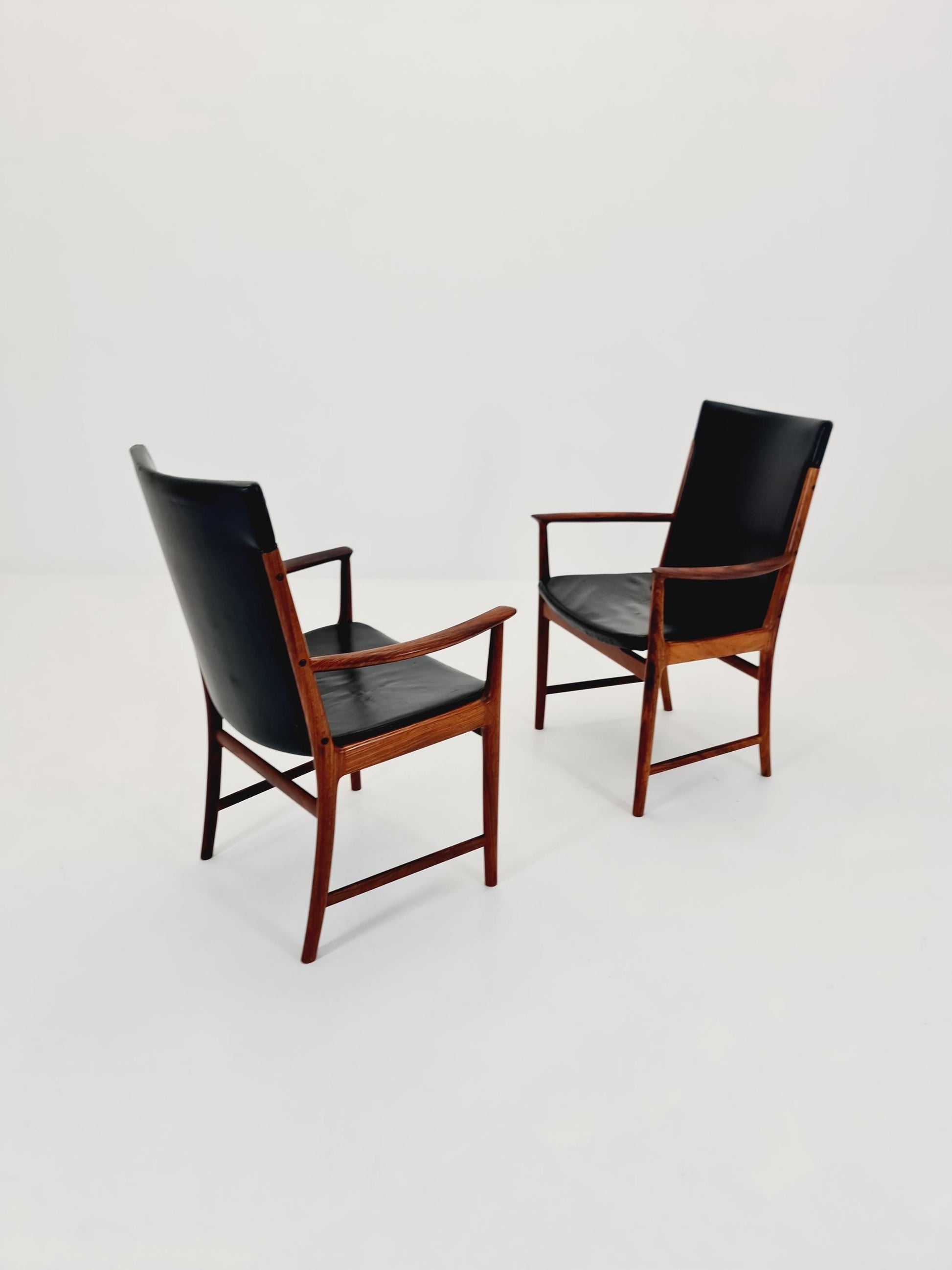 Mid Century Danish solid Rosewood Armchairs by Kai Lyngfeldt larsen Sorren Wiladsen , 1960s