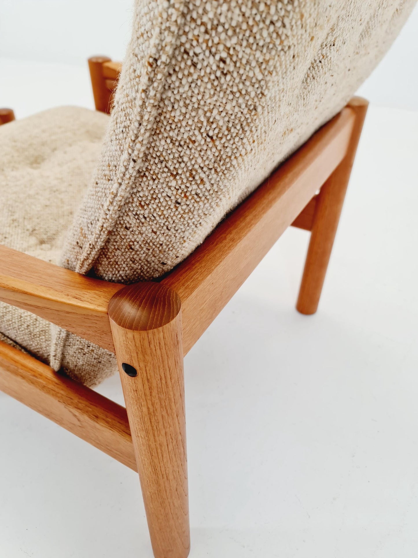 Mid Century Solid teak lounge chair/ Easy chair by Domino Mobler with Ottoman, 1960s