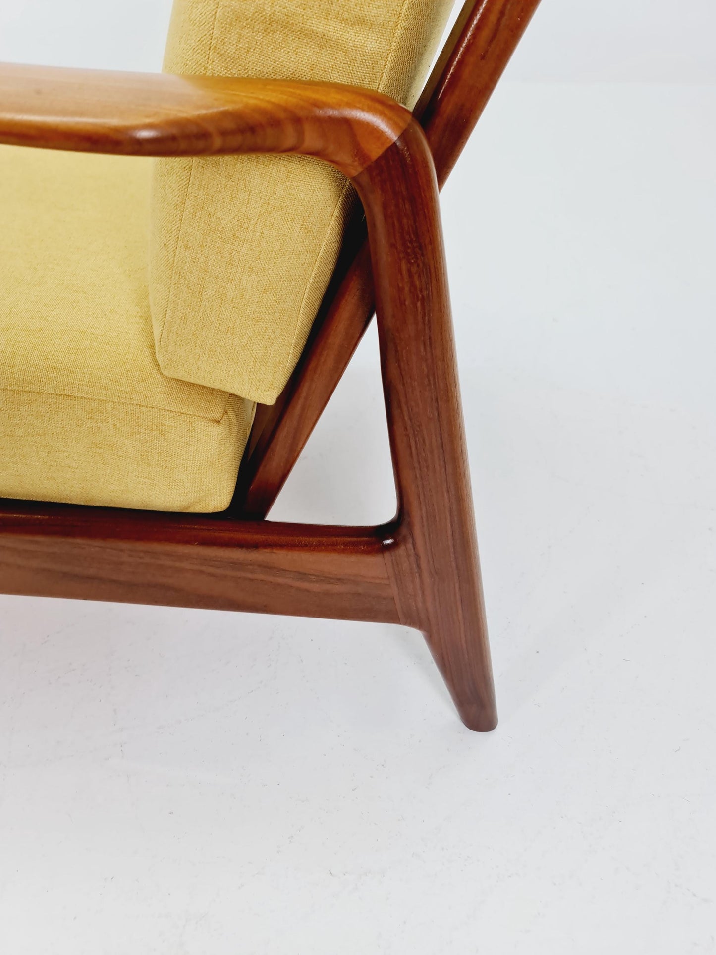 Mid Century Solid Walnut lounge chair/ Easy chair with Ottoman, 1960s