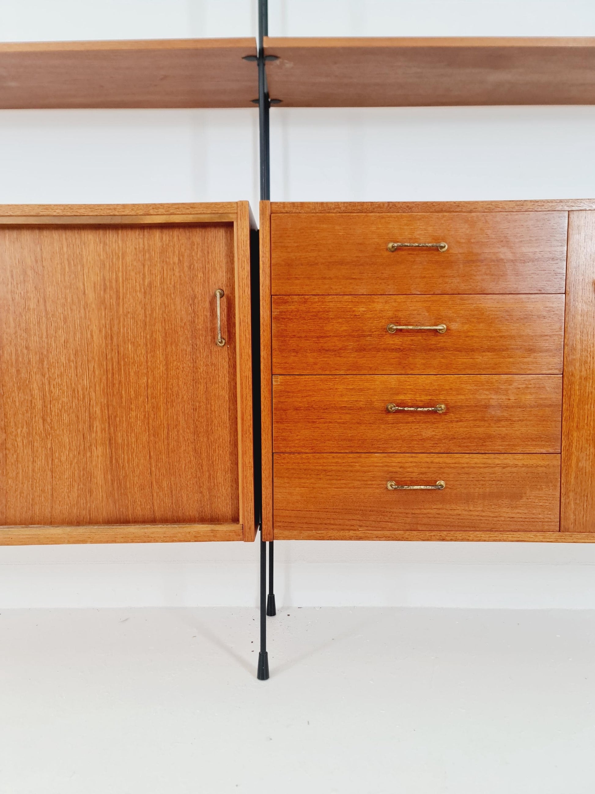 Mid century teak wall shelving unit by Hilker for Omnia, Germany, 1960s